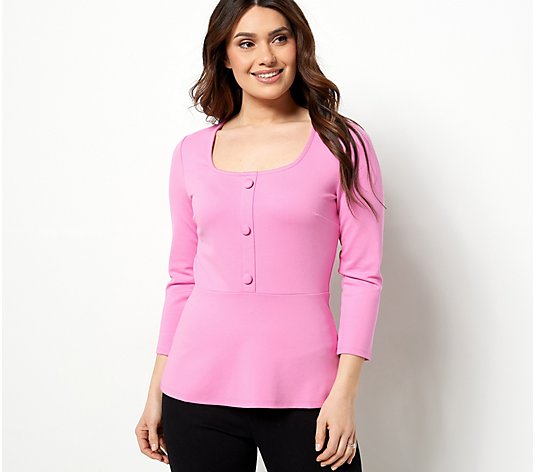 Girl With Curves Ponte Knit Square Neck Top
