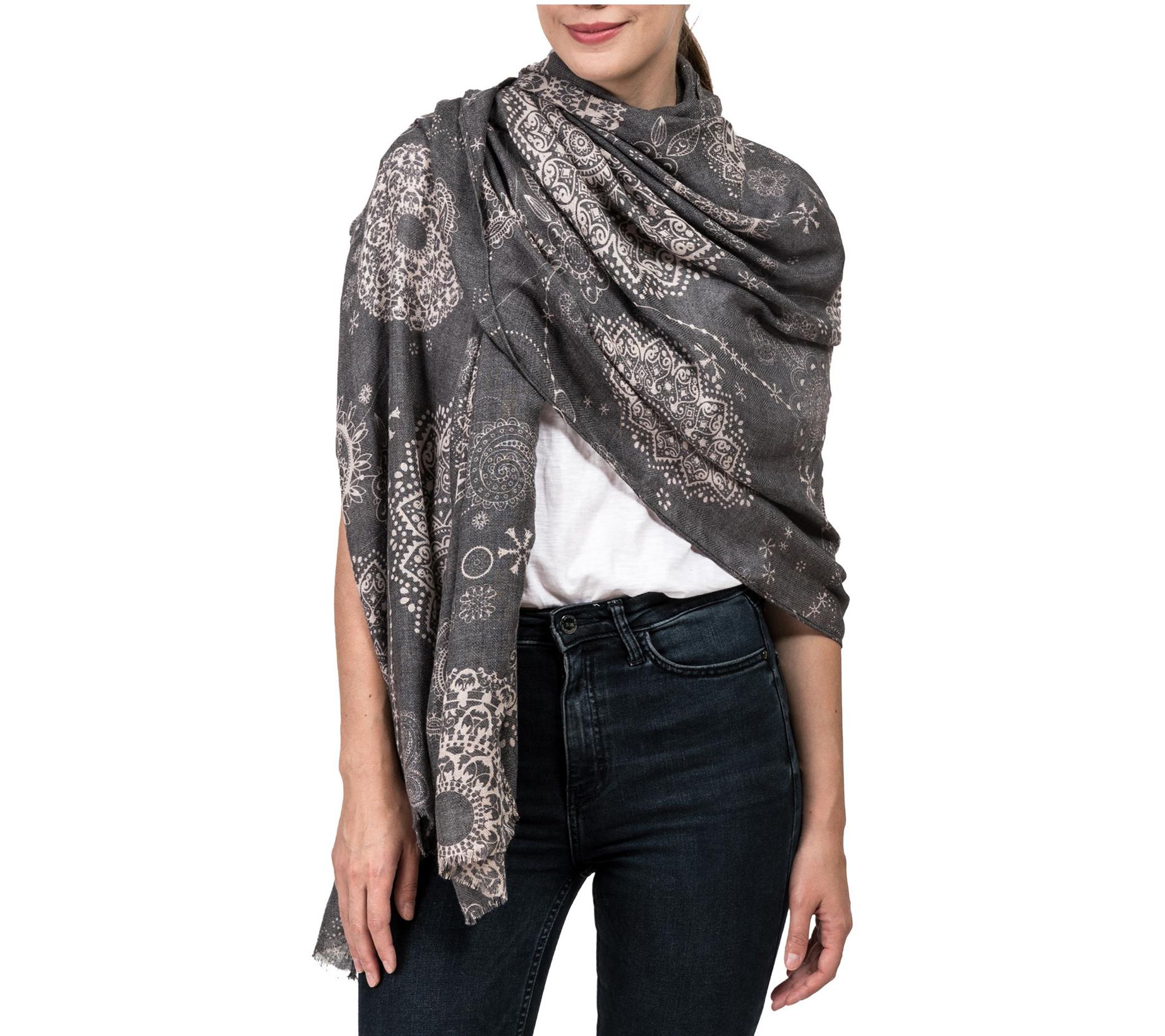 Saint Laurent Paisley-print Cashmere & Silk Scarf in Black