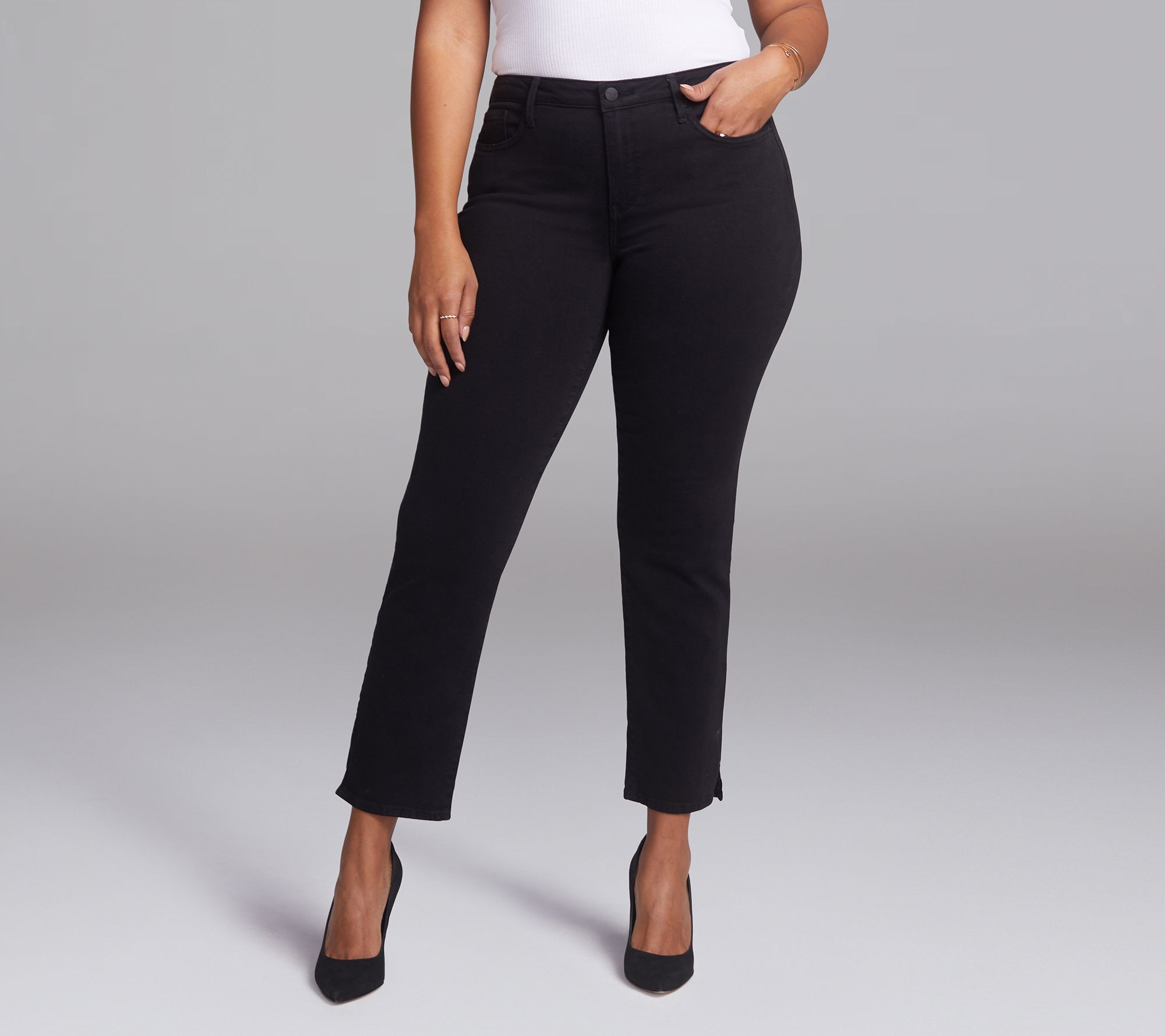 Curves 360 by NYDJ Slim Straight Ankle Jeans w/Side Slits 