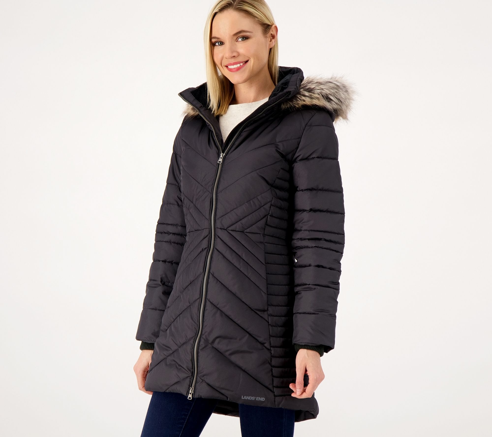 Lands' End Tall Insulated Thermoplume Plush Coat - QVC.com