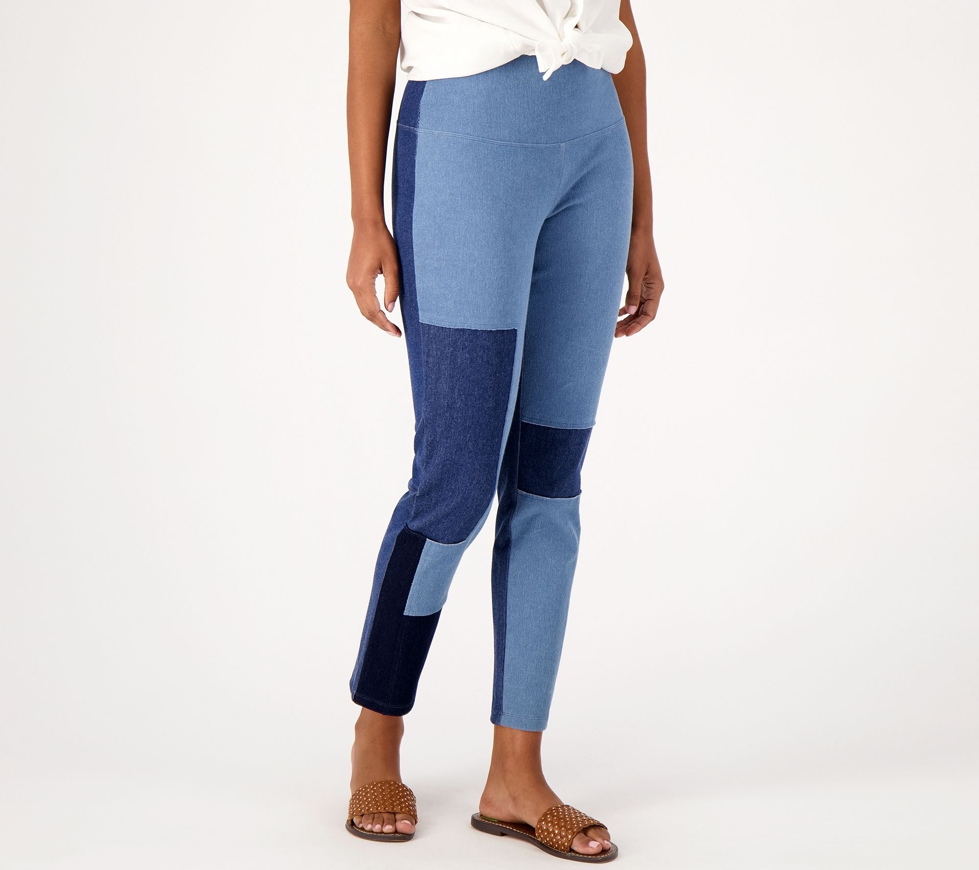 Peter Do Patchwork High-rise Straight Jeans in Blue