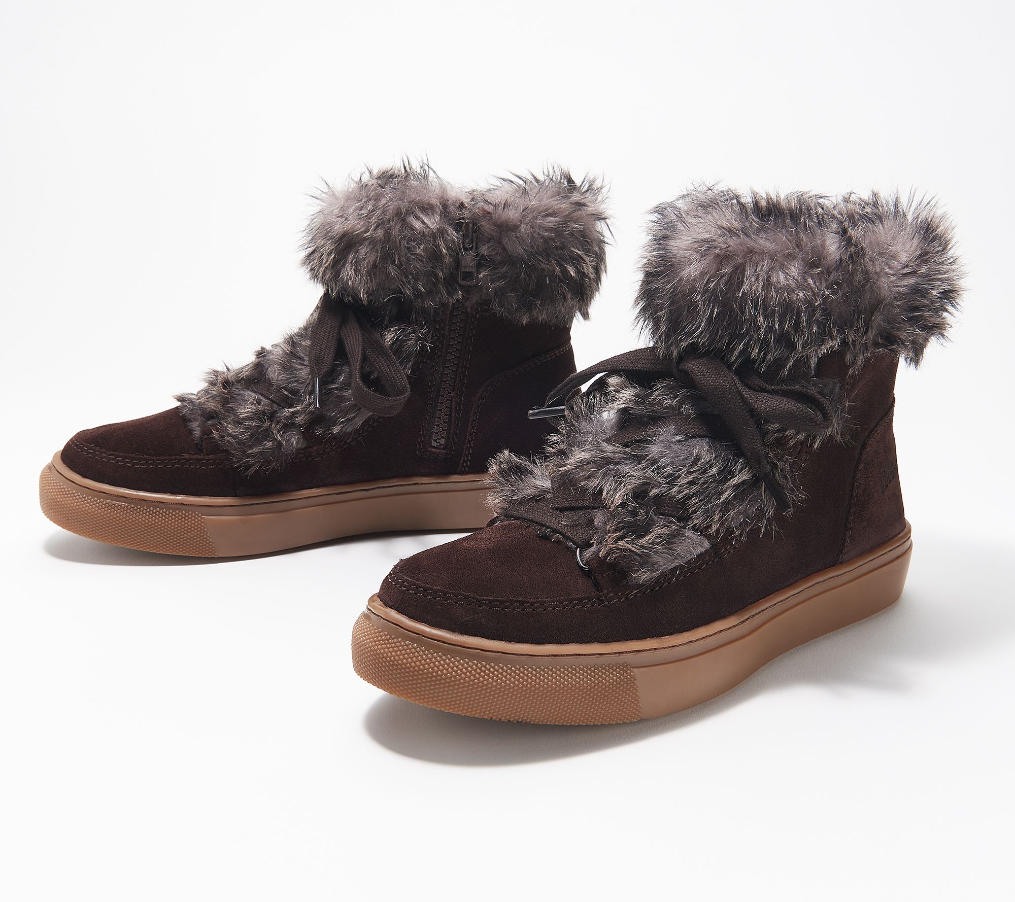 "As Is" Cougar Suede Faux Fur Ankle Boots - Dasha