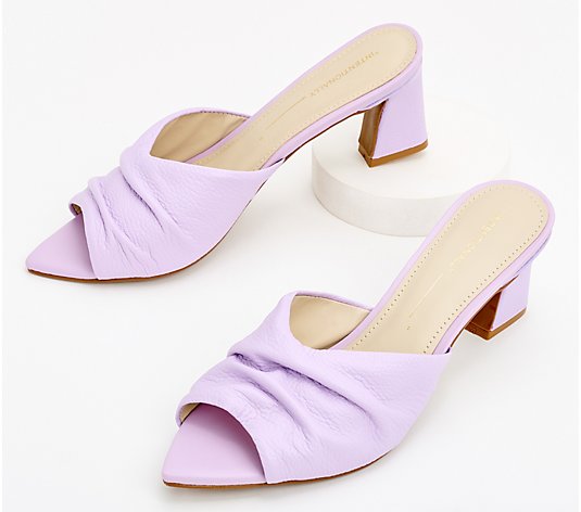 INTENTIONALLY BLANK Leather Pointed Toe Mule Sandals - Fair - QVC.com