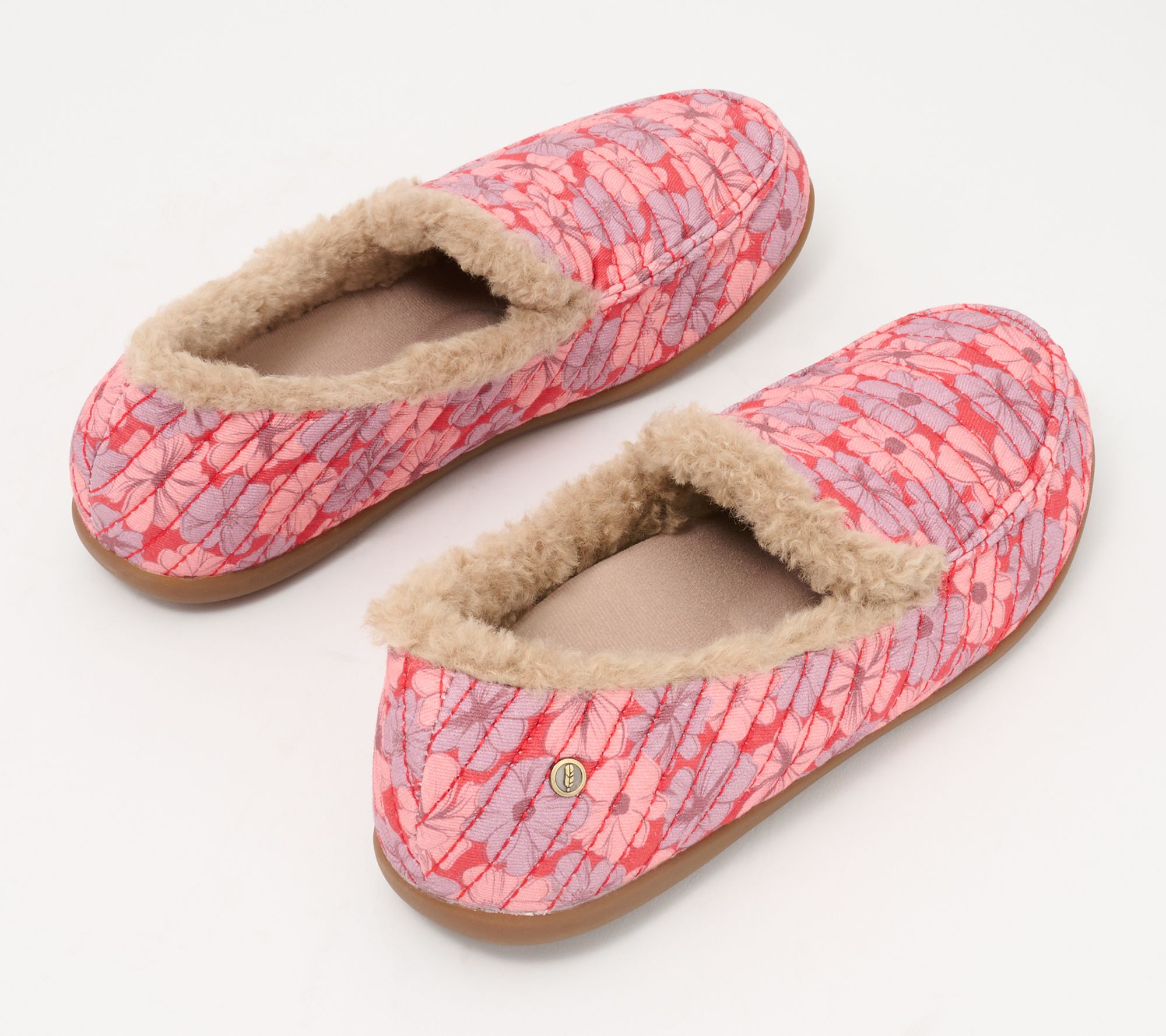 Revitalign Orthotic Quilted Floral Slippers - Cedar - QVC.com
