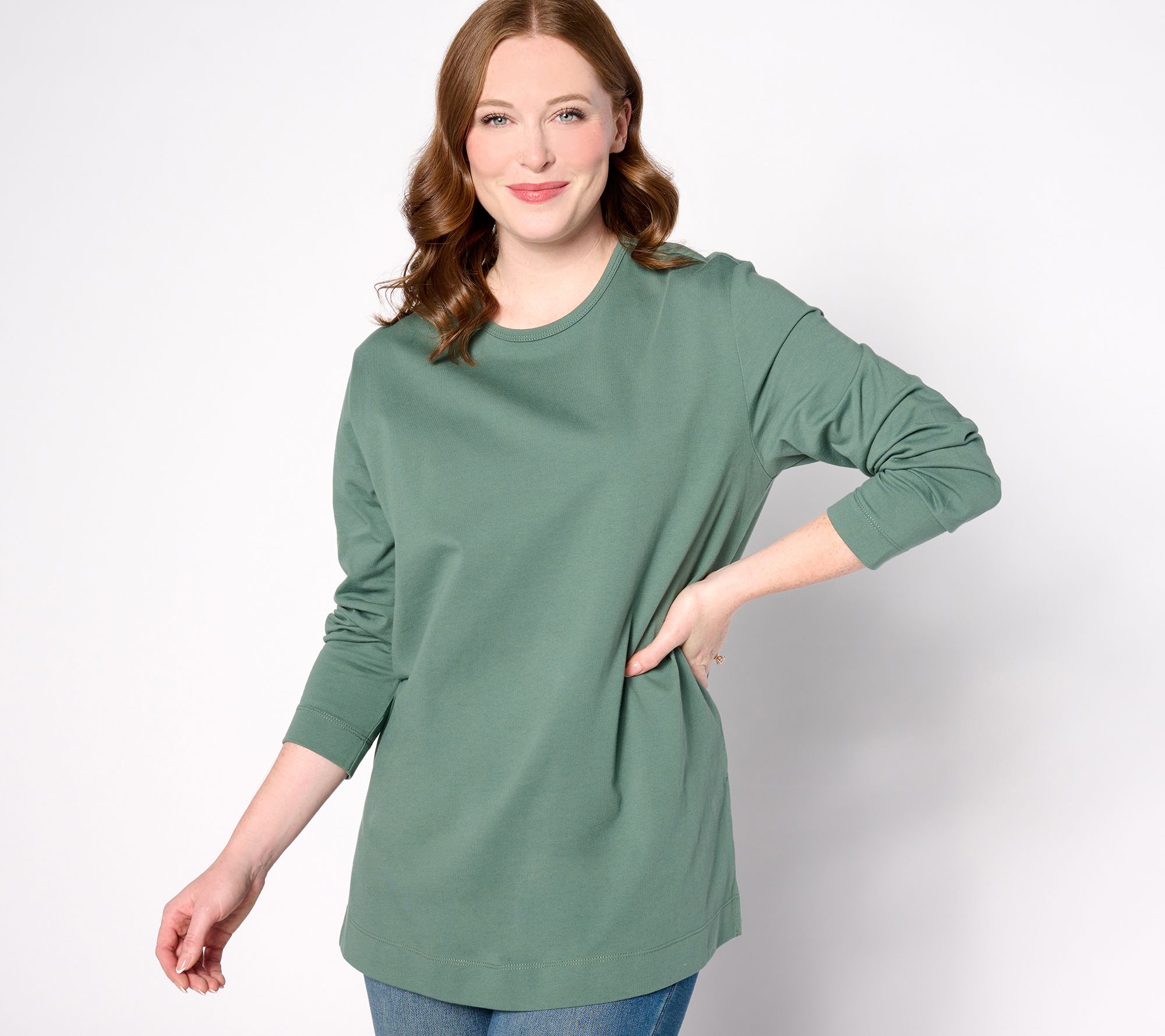 Denim & Co. Essentials Petite Cotton Jersey Oversized Tunic