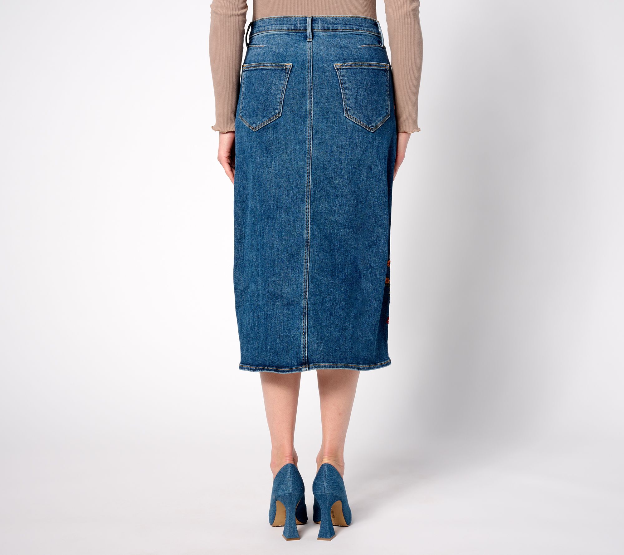 Knee length outlet jean skirts qvc