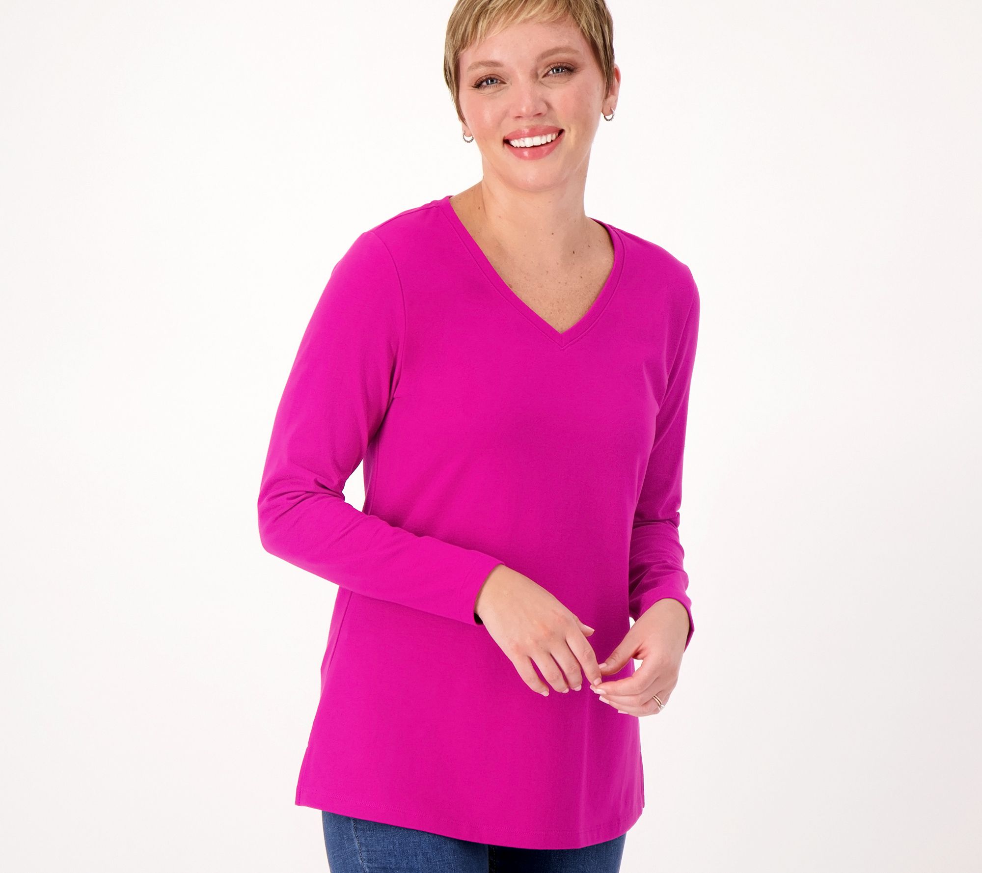 Denim & Co. Essentials Perfect Jersey V-Neck Tunic - QVC.com