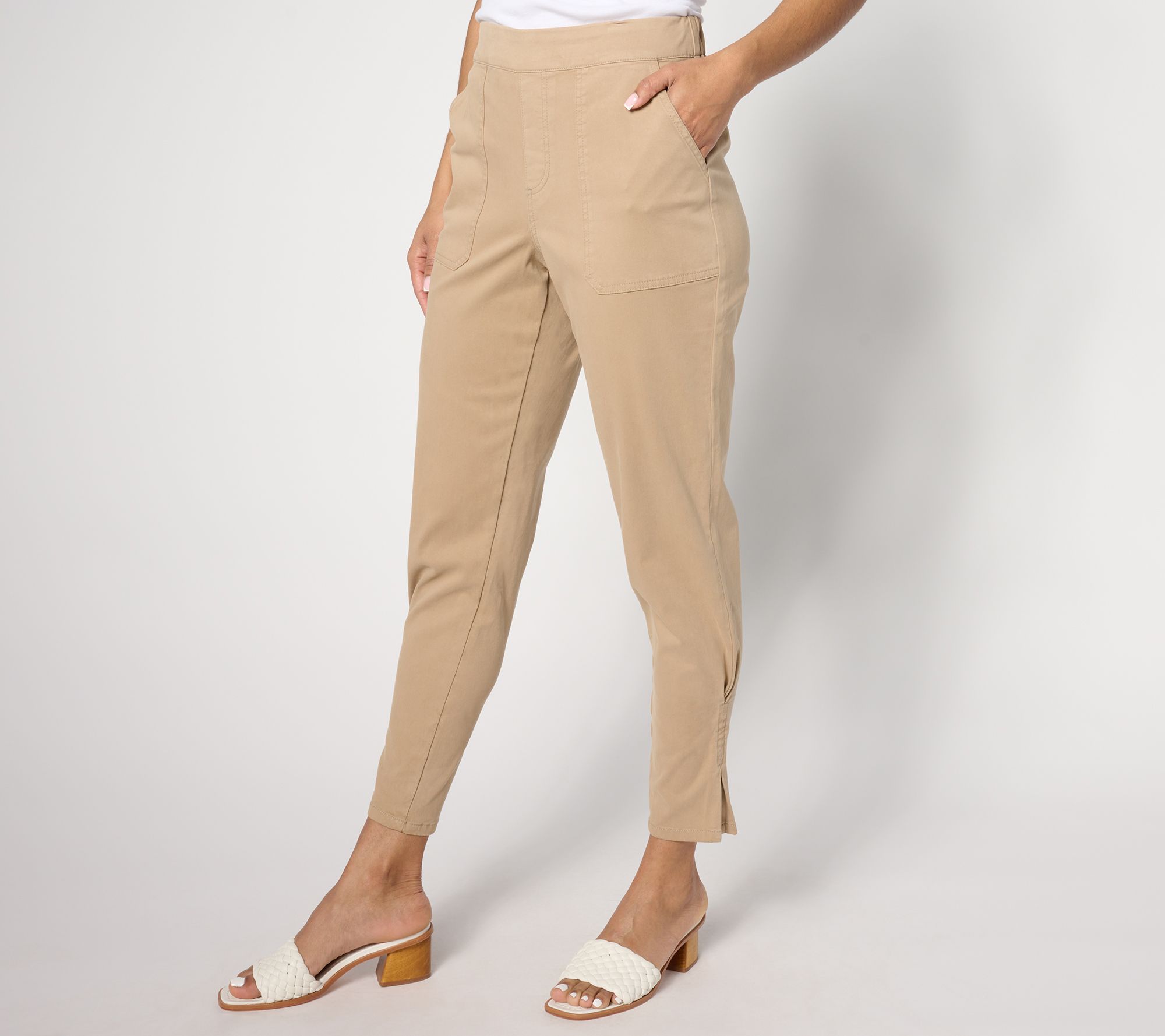 Isaac Mizrahi Live! Regular Brushed Sateen Ankle Pants w/ Pleated Hem