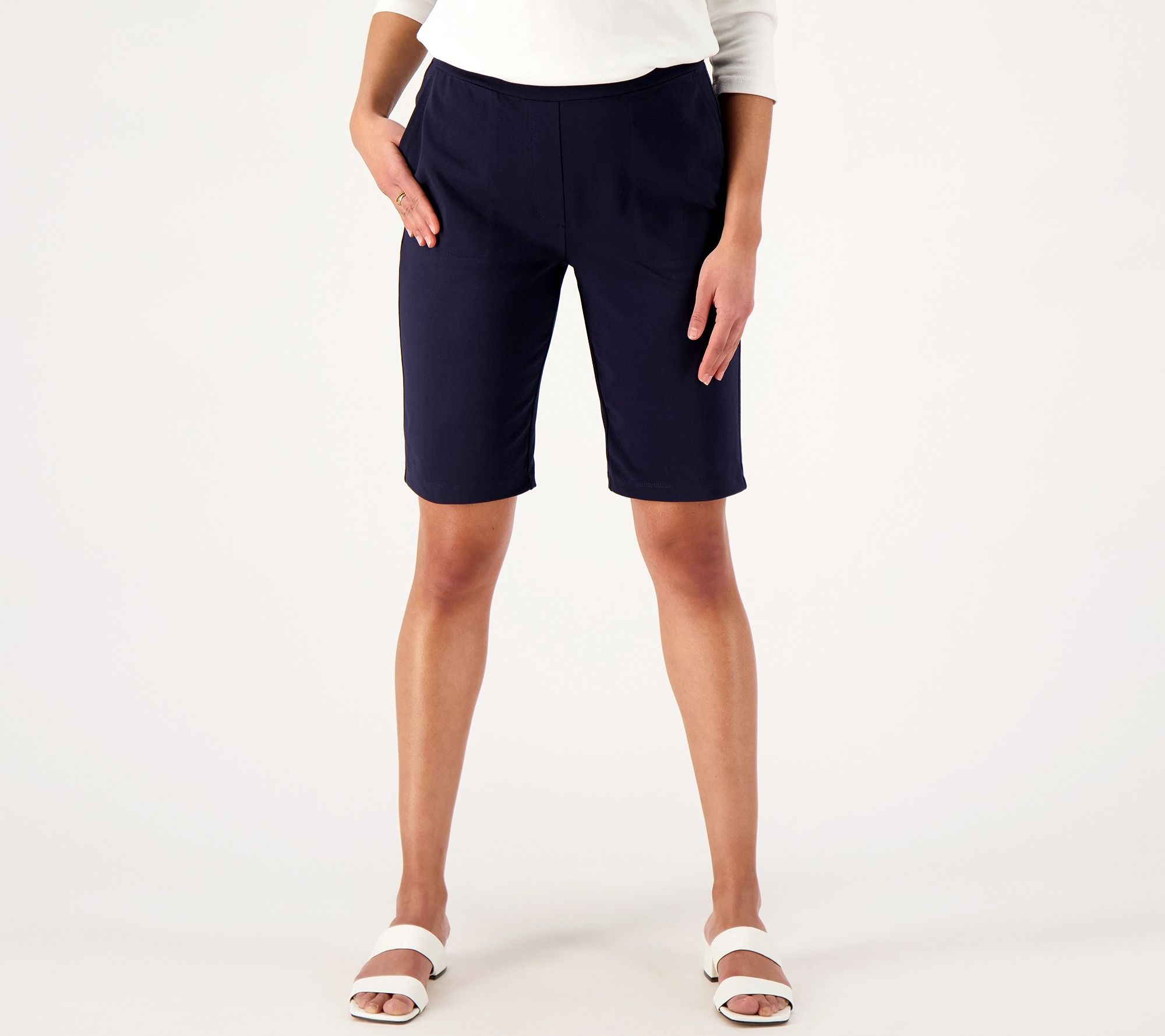 "As Is" Susan Graver Weekend Premium Stretch Straight-Leg Bermuda Shorts