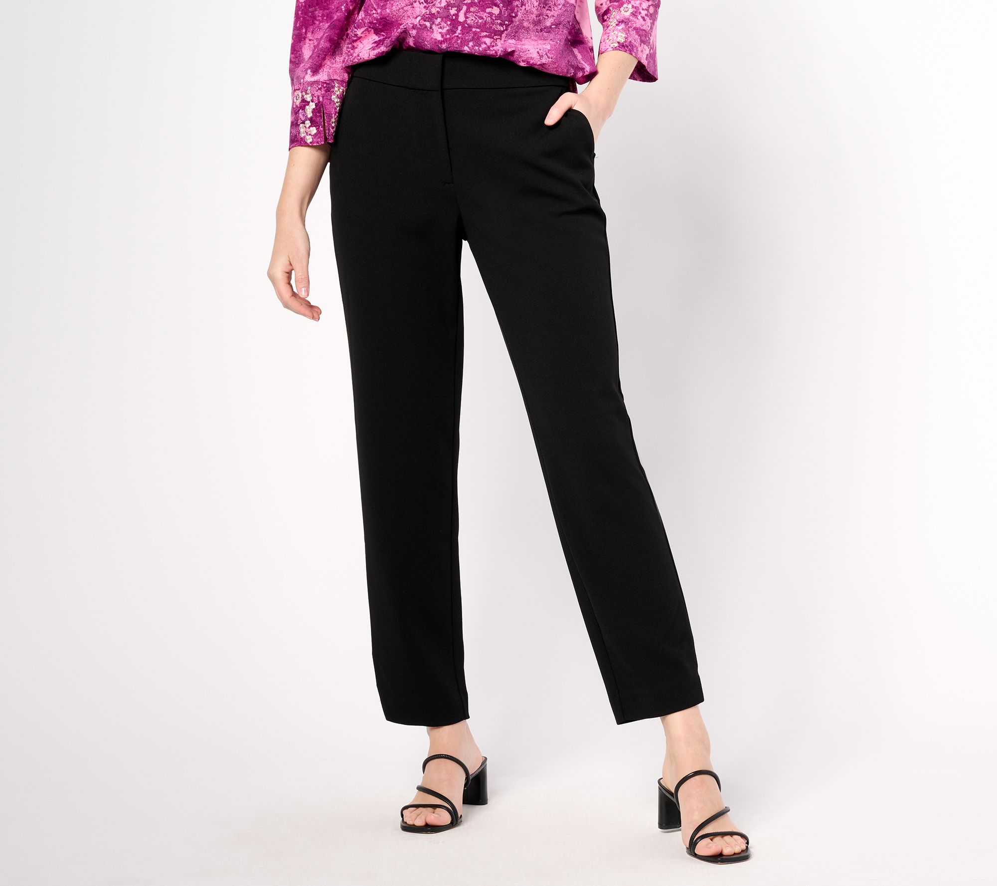 Dennis Basso Petite Luxe Crepe Slim Leg Pant