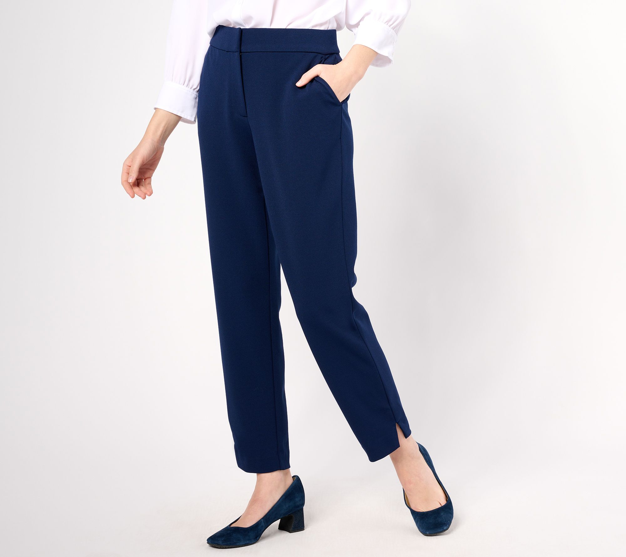 Dennis Basso Petite Luxe Crepe Slim Leg Pant