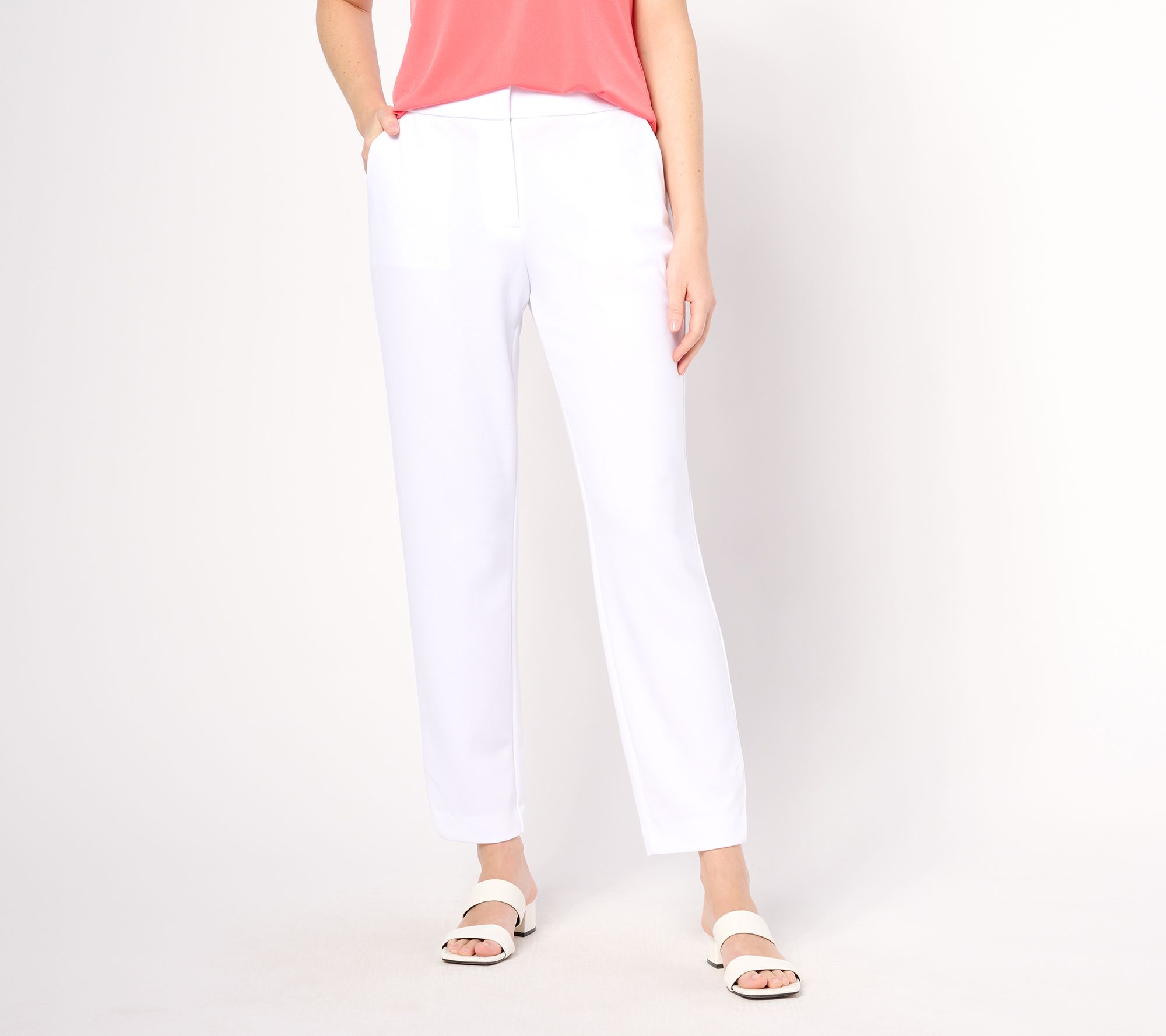 Dennis Basso Petite Luxe Crepe Slim Leg Pant