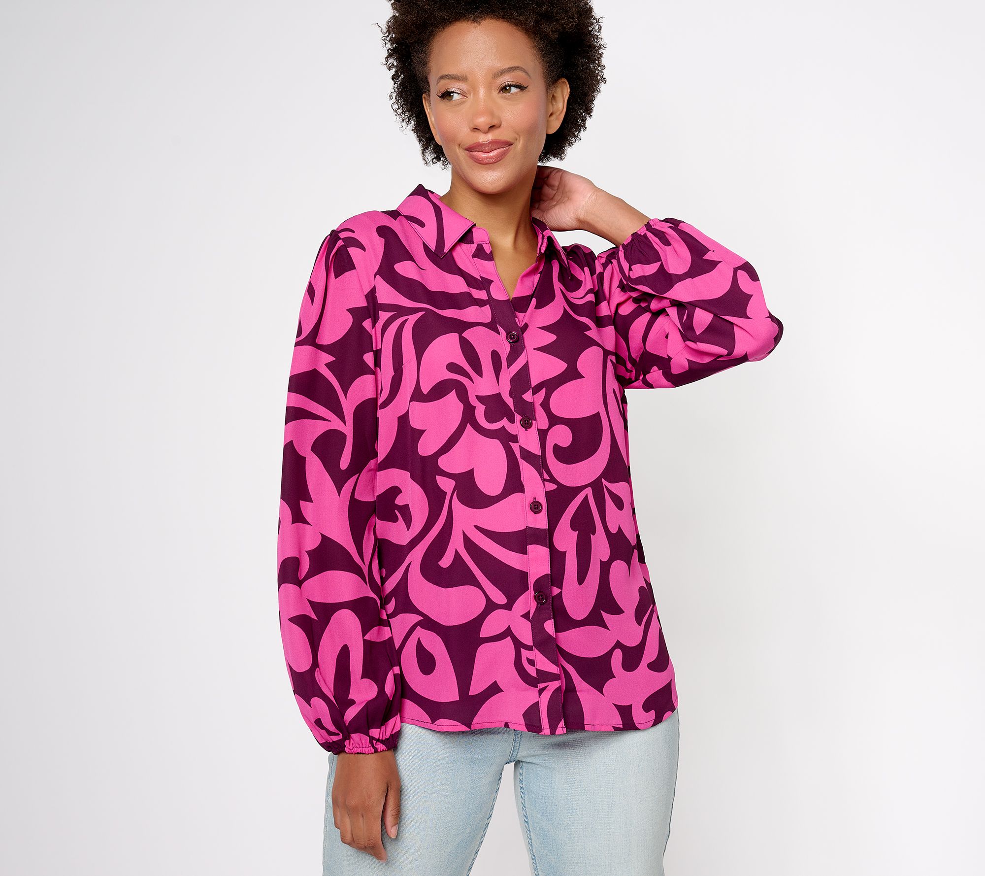 "As Is" Belle by Kim Gravel Modern Abstract Button Front Blouse