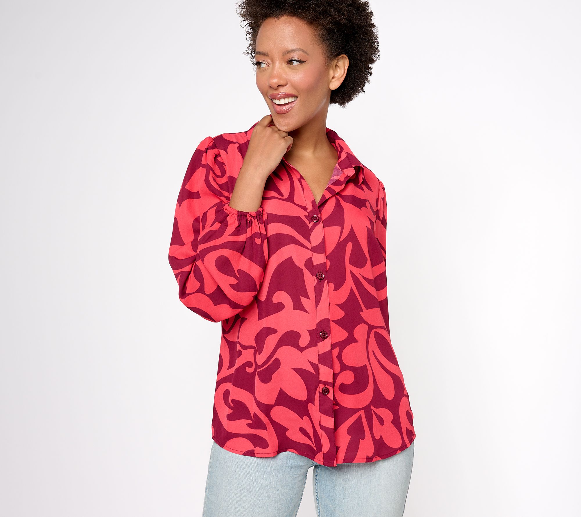 "As Is" Belle by Kim Gravel Modern Abstract Button Front Blouse