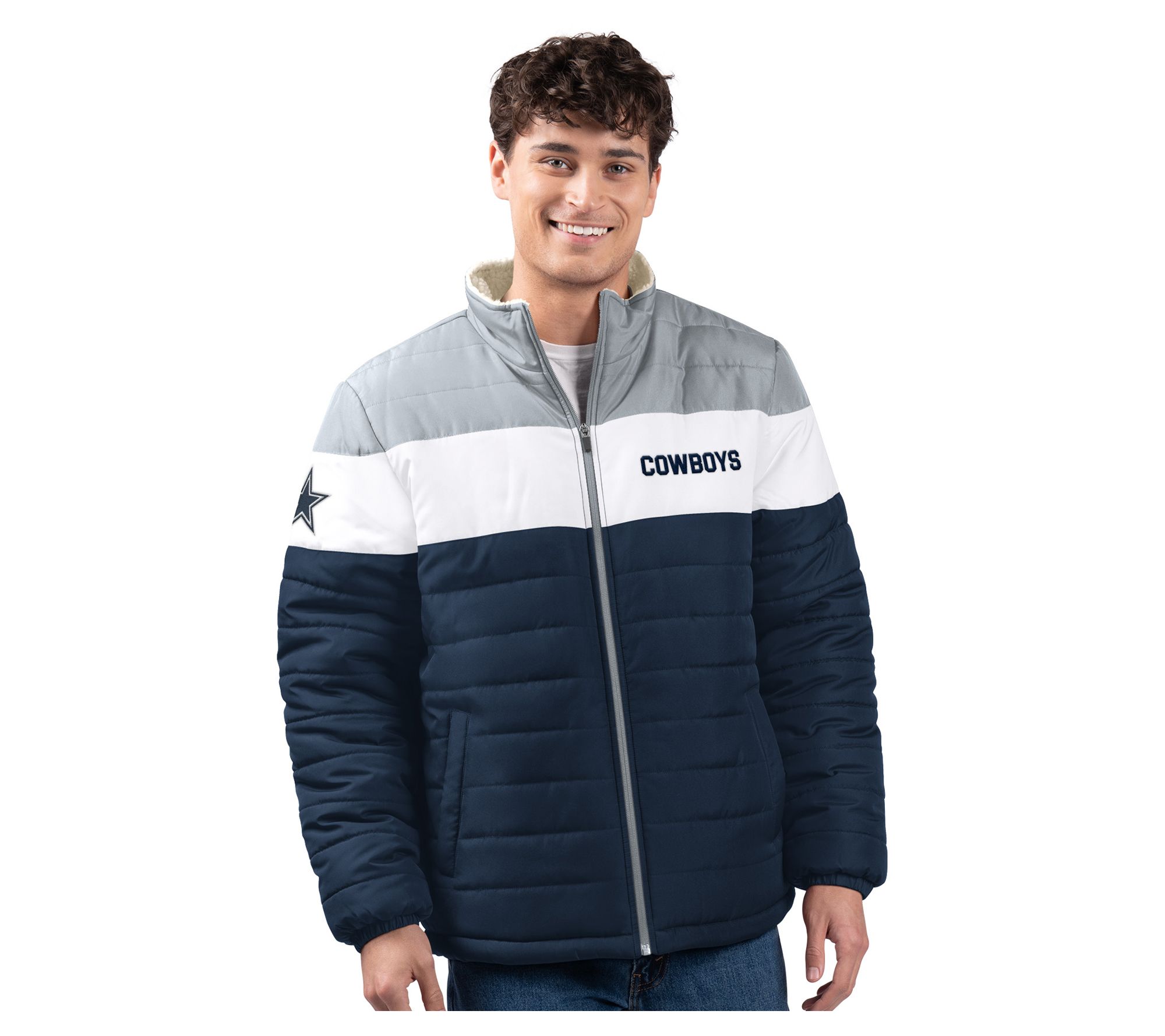 NFL Dallas Men's Poly Filled Sherpa Lined Fullzip Jacket