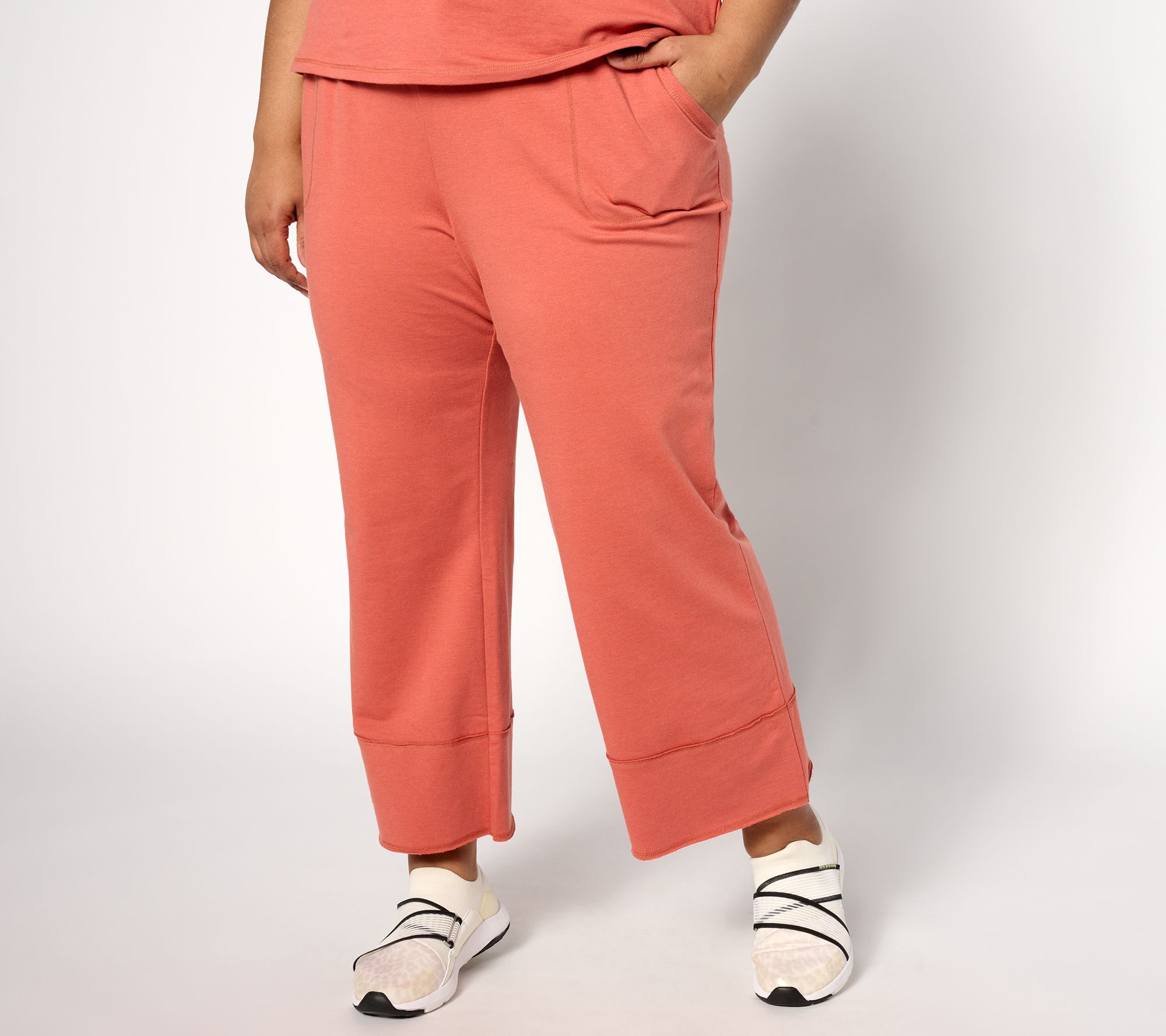 "As Is" AnyBody Lounge Regular Wide Leg Cozy Knit Pants with Ruffle Hem