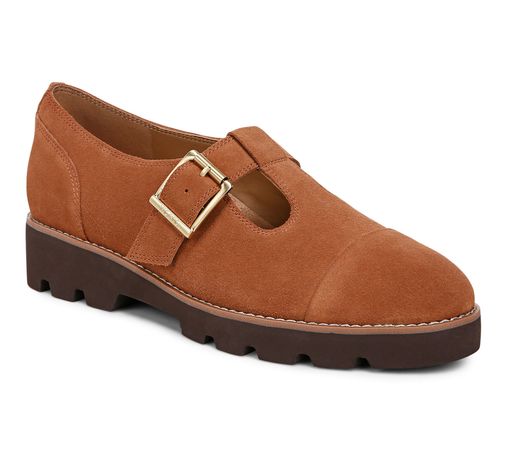 Vionic Suede or Leather T-Strap Flats- Carmen