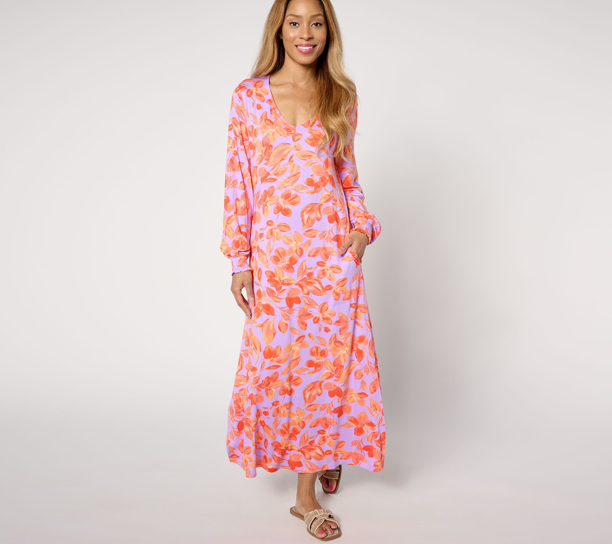 "As Is" Belle by Kim Gravel Rayon Spandex Blushing Blooms Maxi Dress