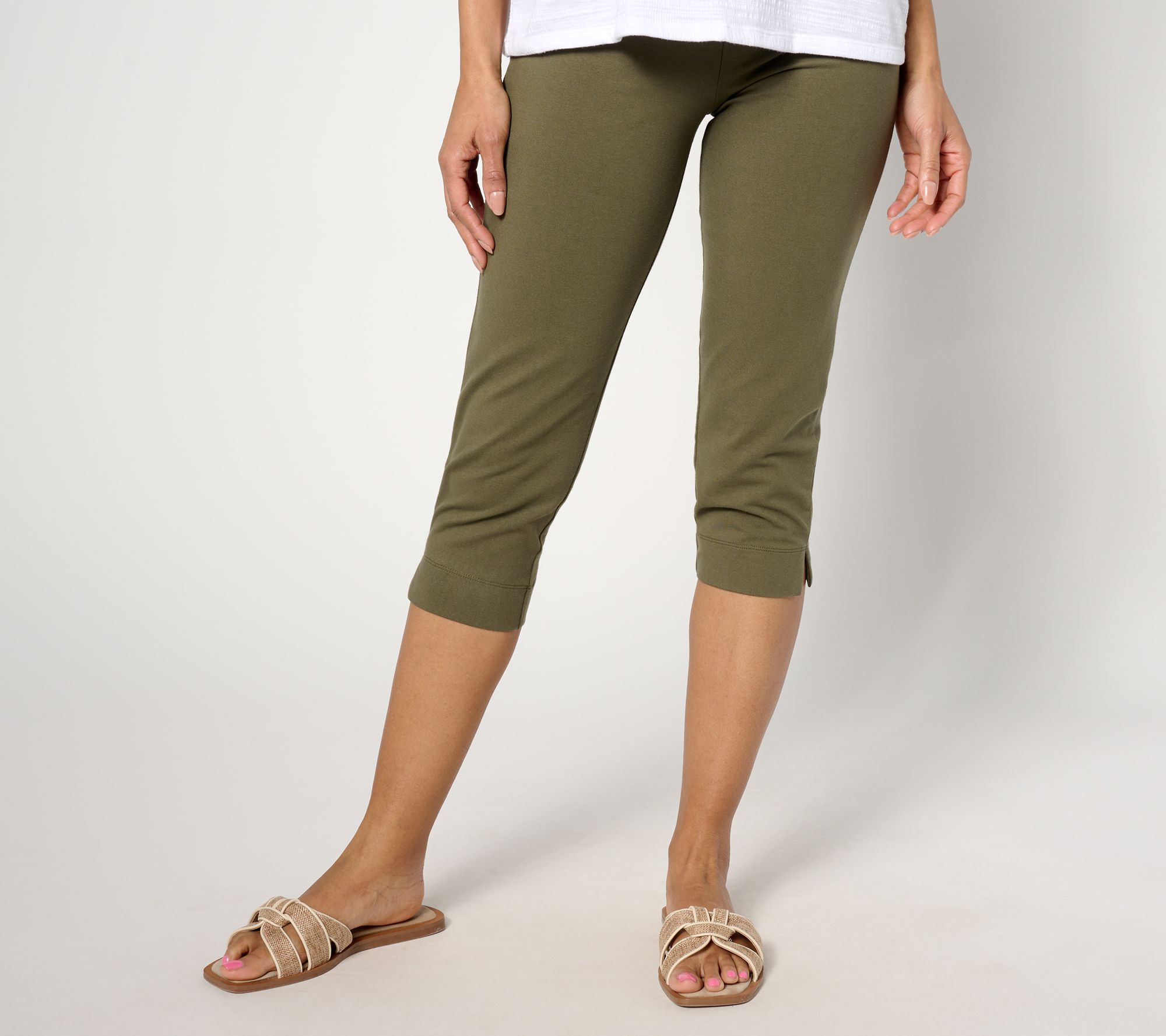 "As Is" Women with Control Petite Knit Pull On Capri Pant