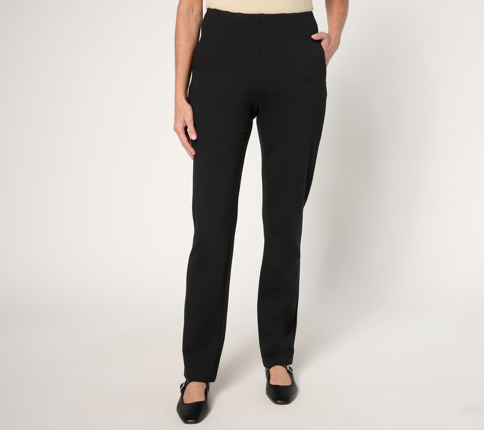 Belle by Kim Gravel Petite Ponte Hollywood Waist Full Length Pants