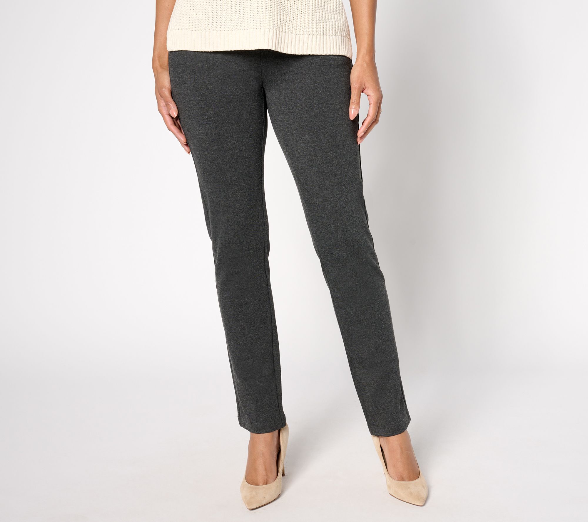 Belle by Kim Gravel Petite Ponte Hollywood Waist Full Length Pants