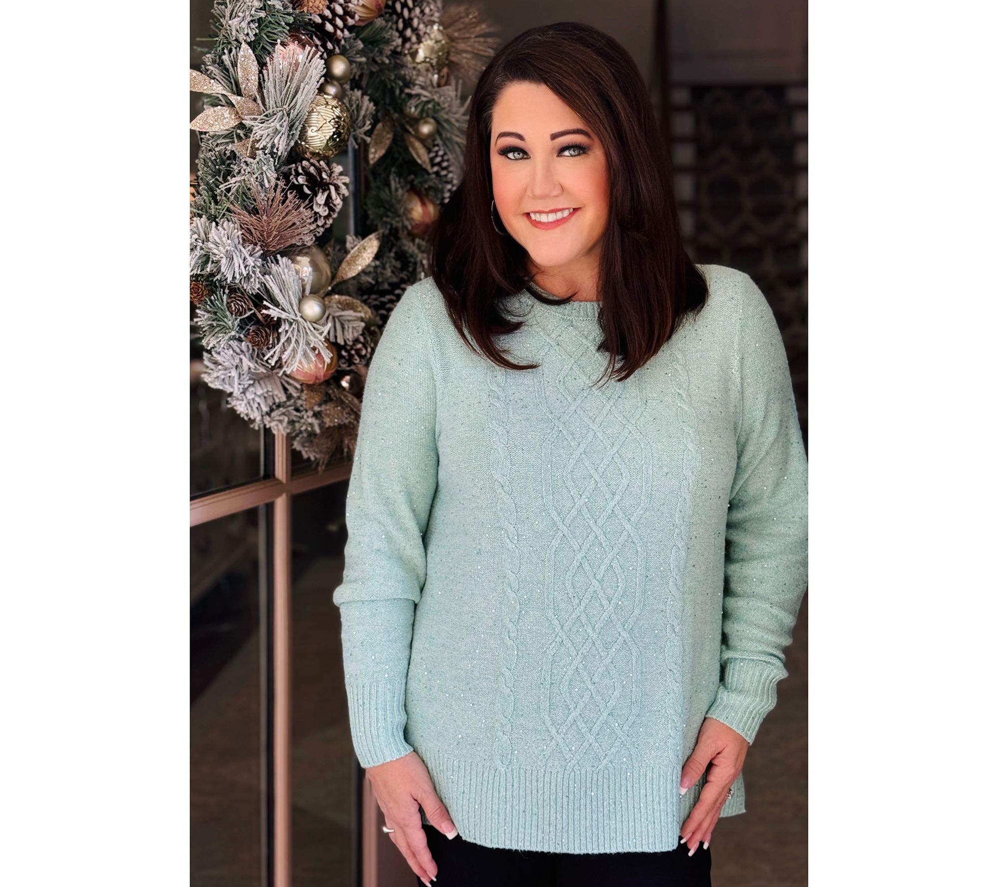 XXL Kimberly 新品 Jingle Belles by Kim Gravel Sugarplum Sparkle Sequin Cable