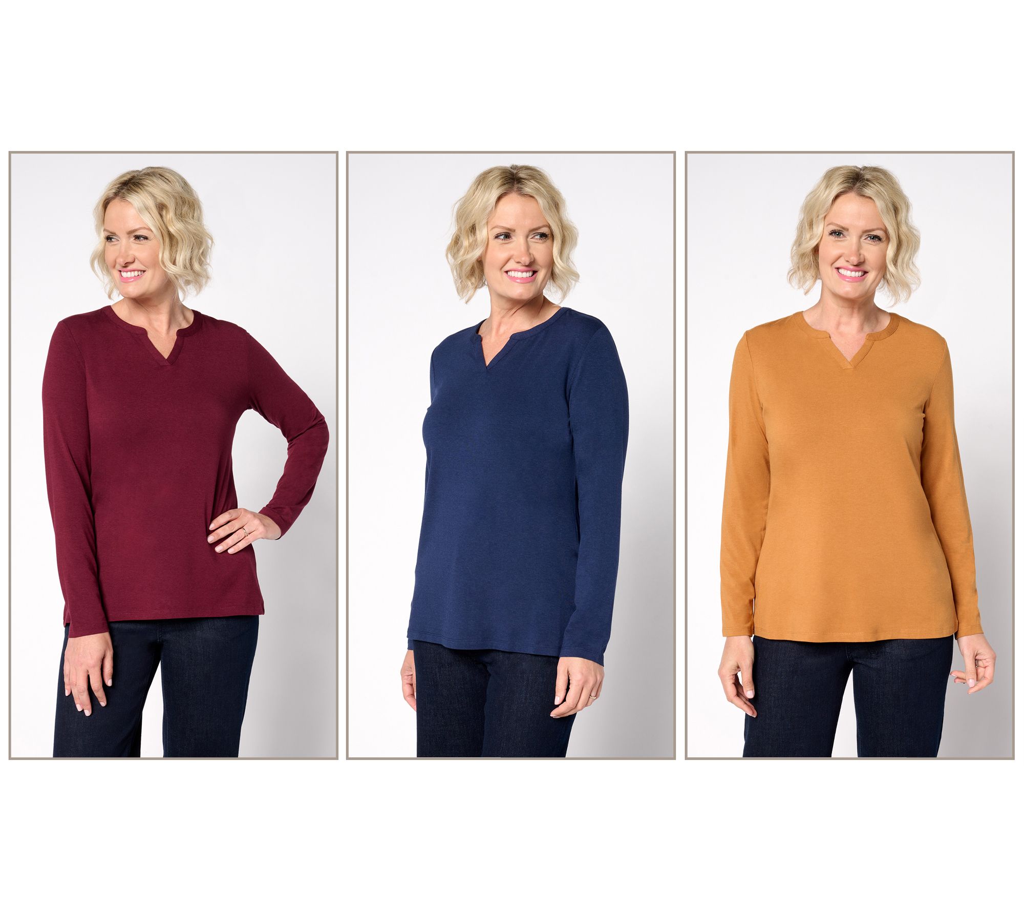 Denim Co. Essentials So Soft Jersey 3 Pack Long Sleeve Tops