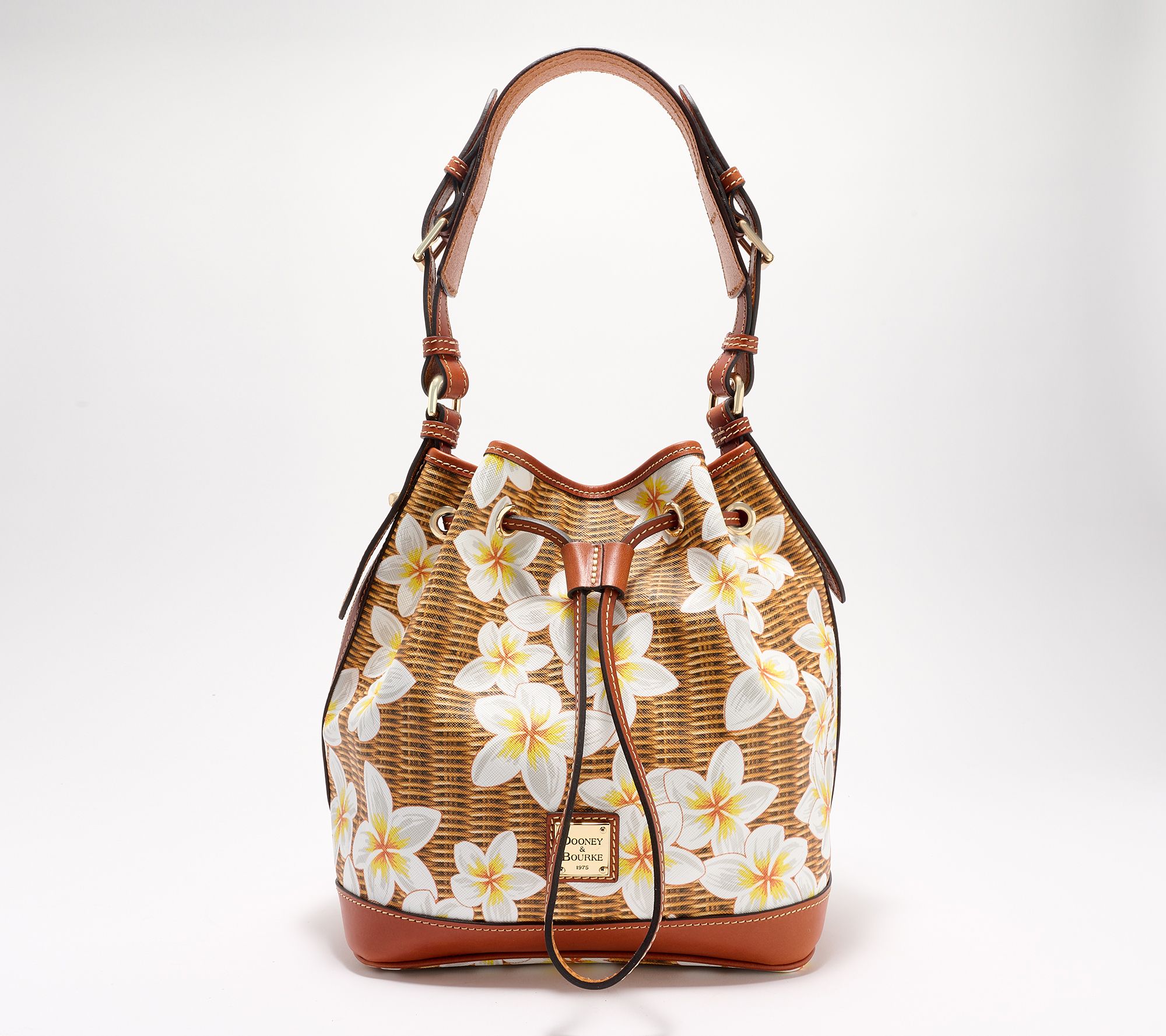 "As Is" Dooney & Bourke Coated Cotton Plumeria Drawstring Bag