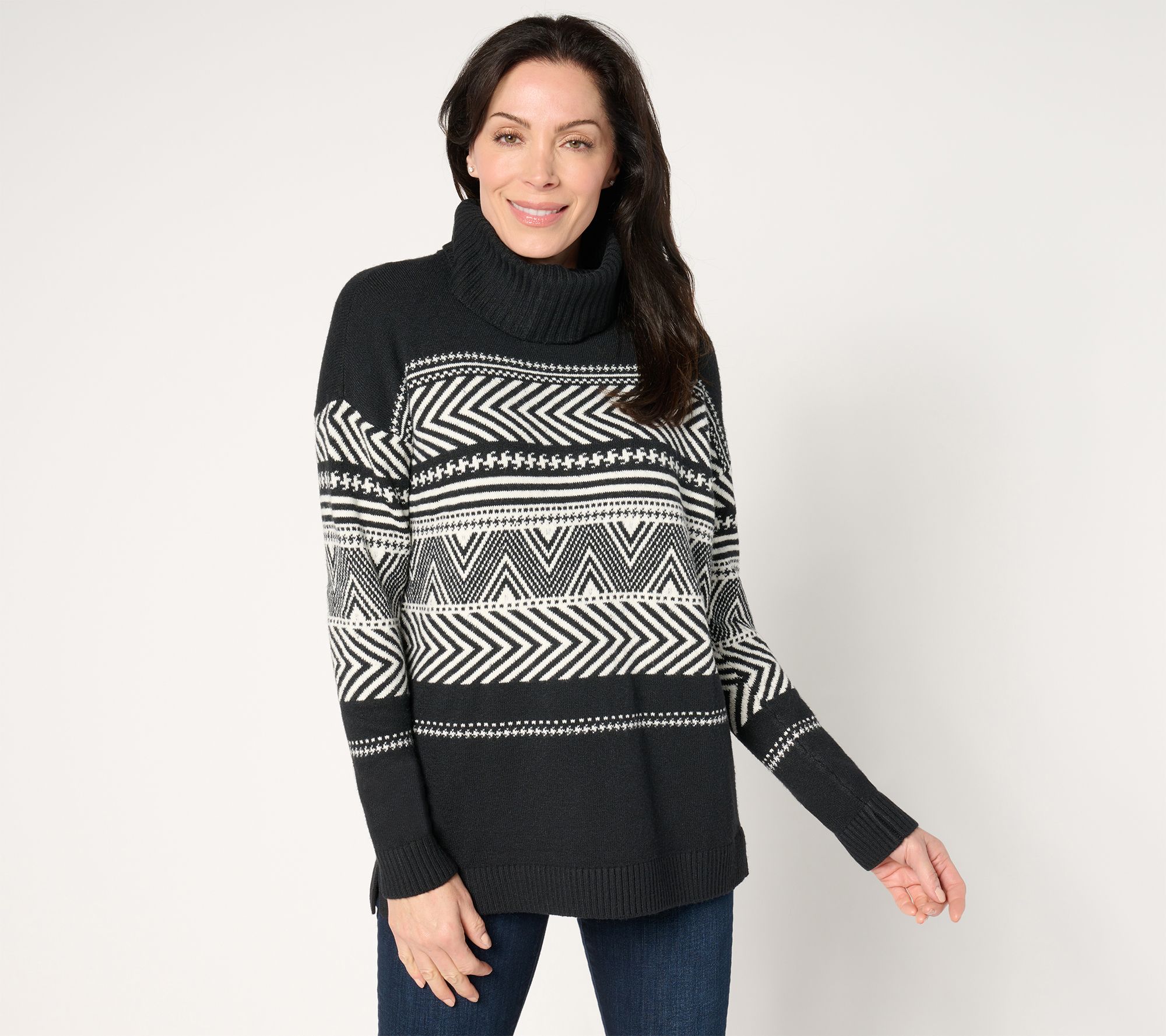 Denim & Co. Signature Regular Jacquard Tunic Sweater