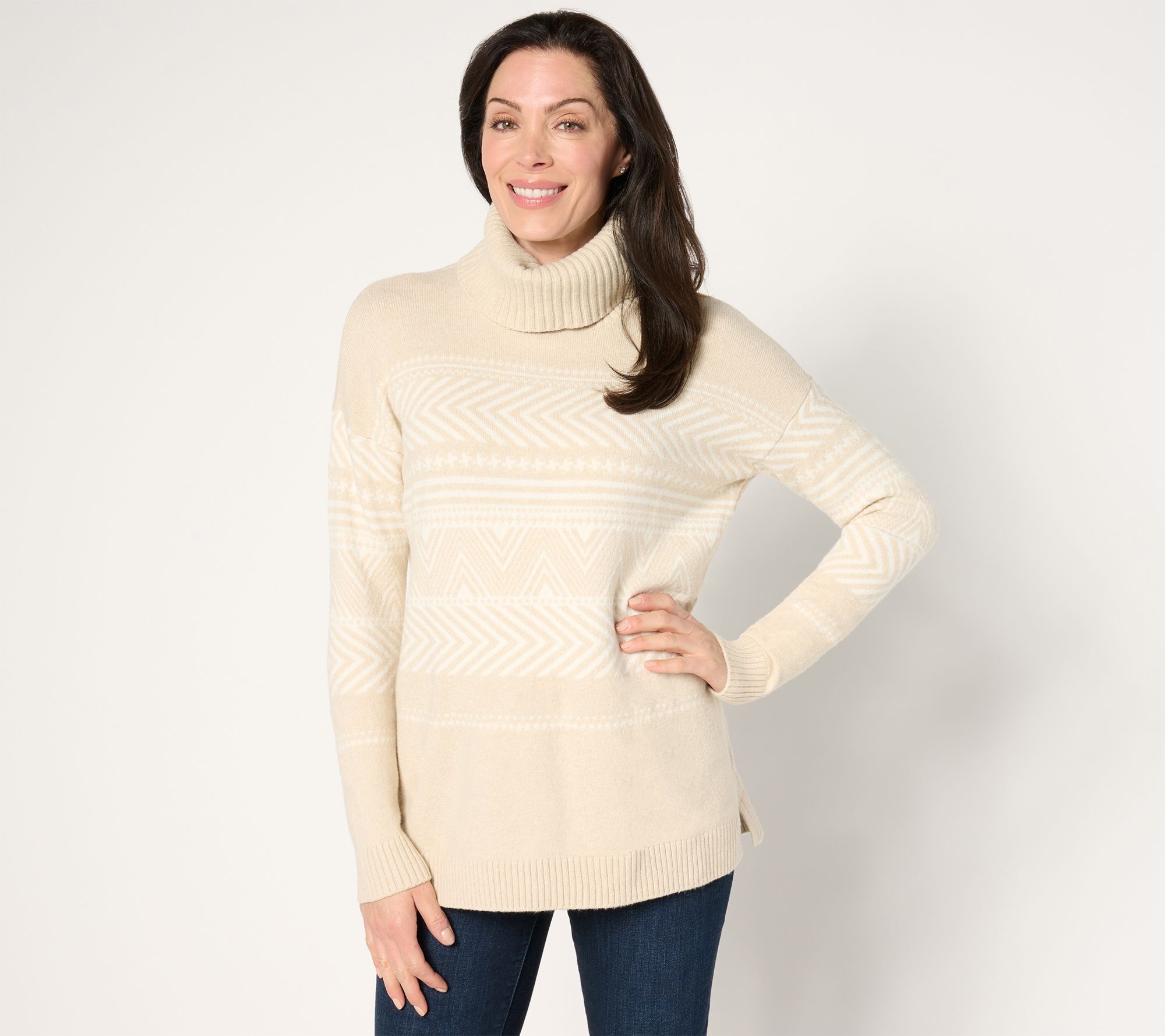 Denim & Co. Signature Regular Jacquard Tunic Sweater