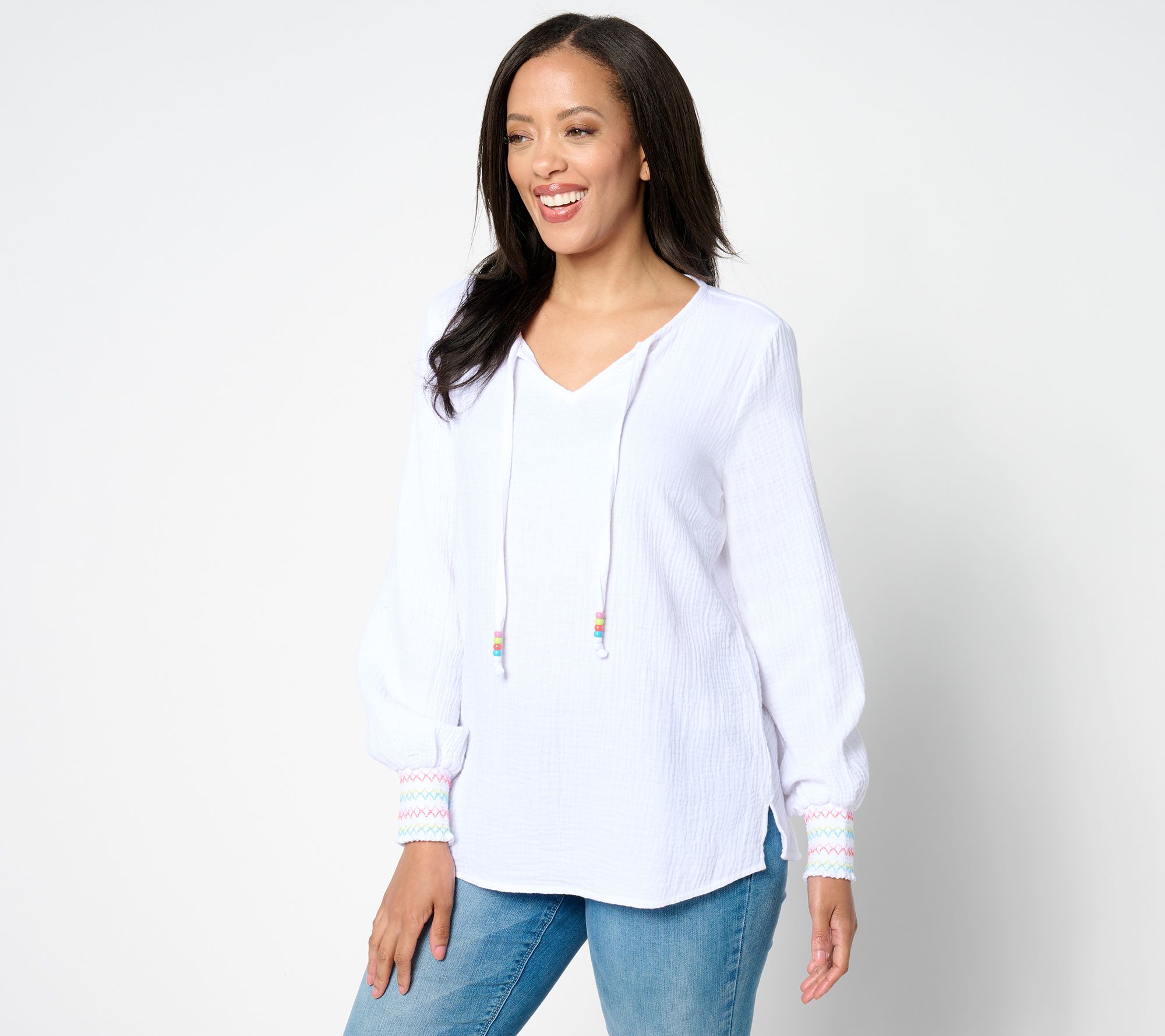 "As Is" Belle Beach by Kim Gravel Cotton Gauze Color Crush Smock Top