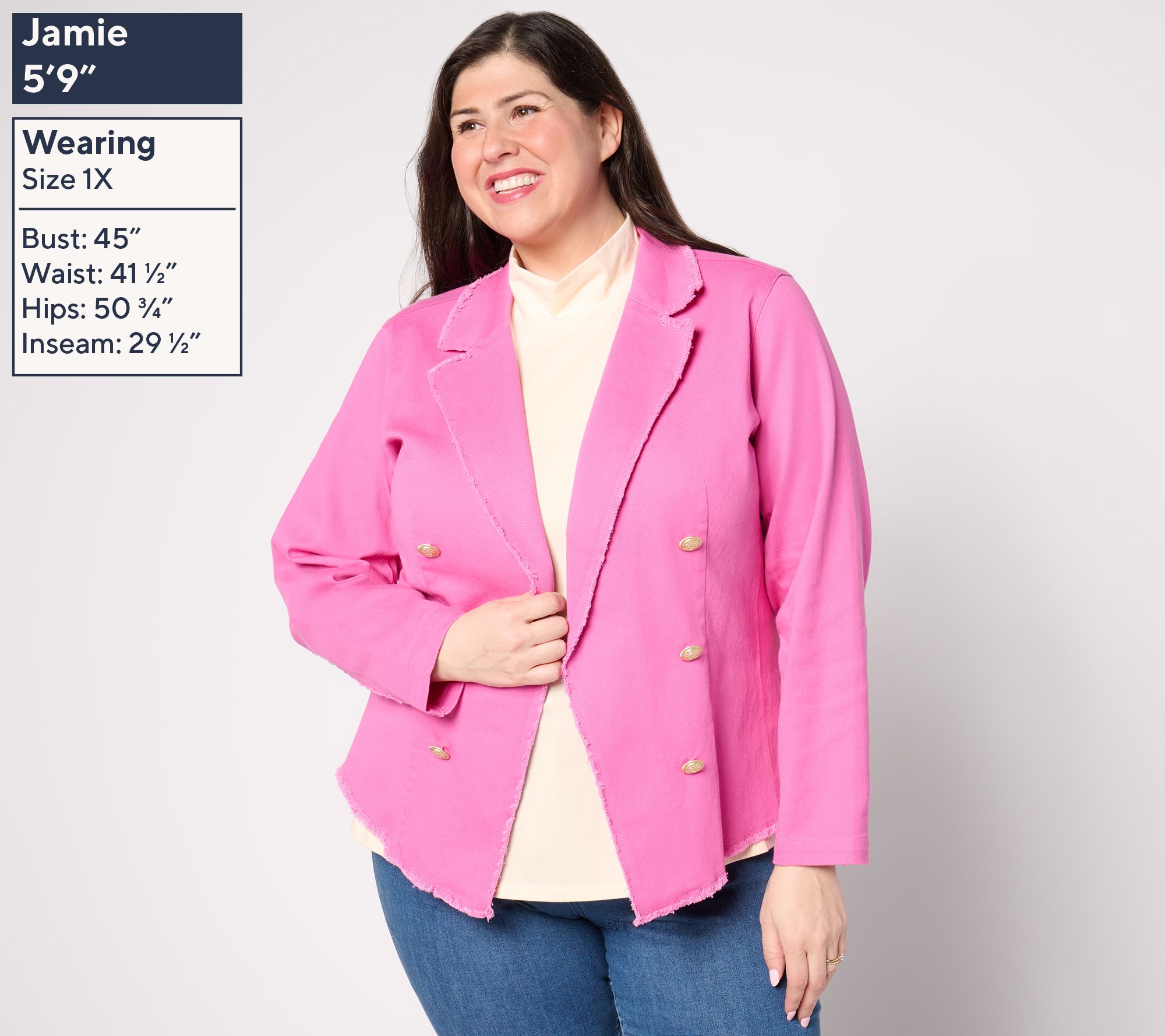 Belle by Kim Gravel Twill Front Knit Back Nautical Jacket