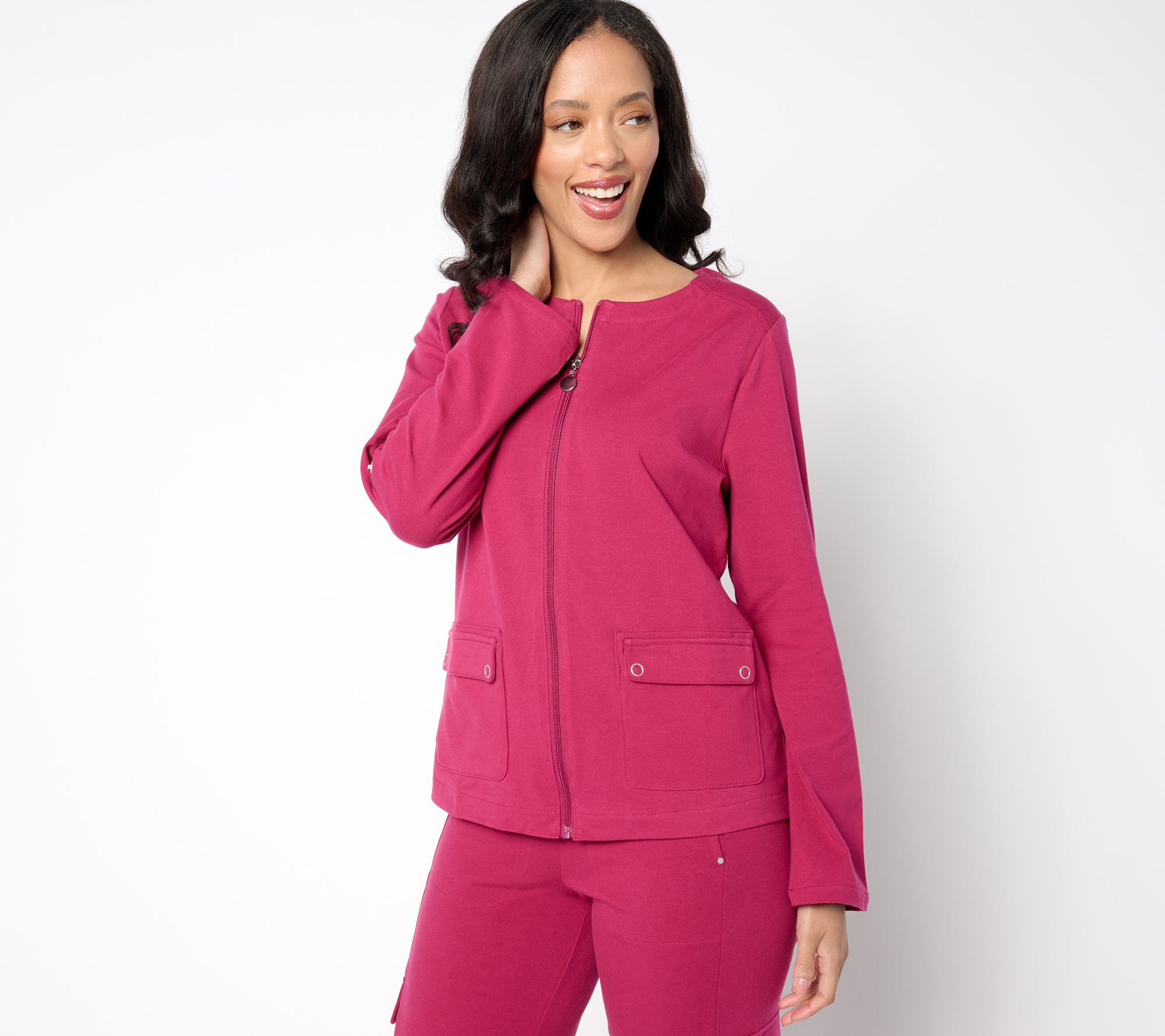 "As Is" Sport Savvy Stretch Jersey Collarless Jacket