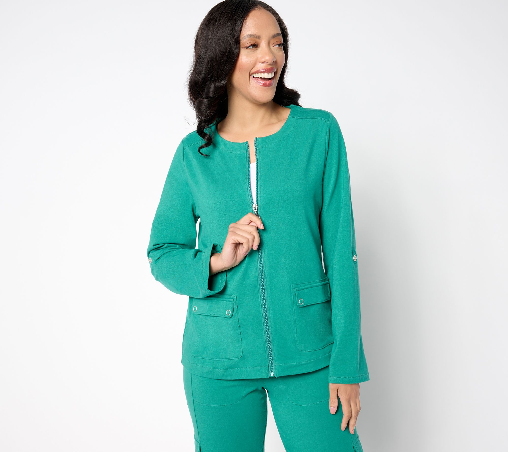 "As Is" Sport Savvy Stretch Jersey Collarless Jacket