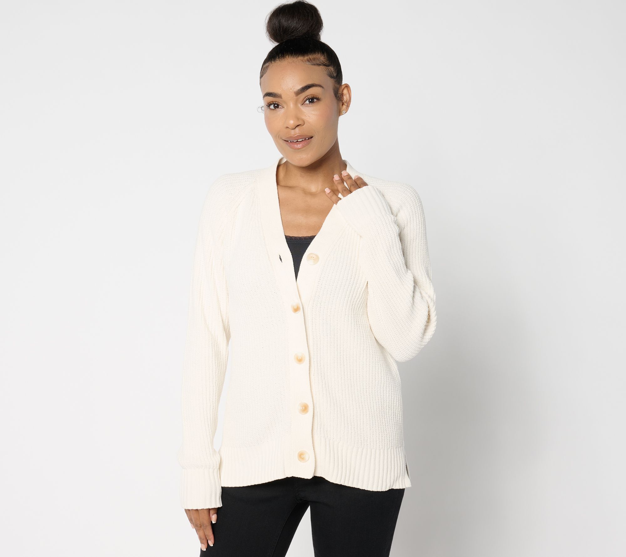 "As Is" Belle by Kim Gravel Chenille Shaker Boxy Cardigan