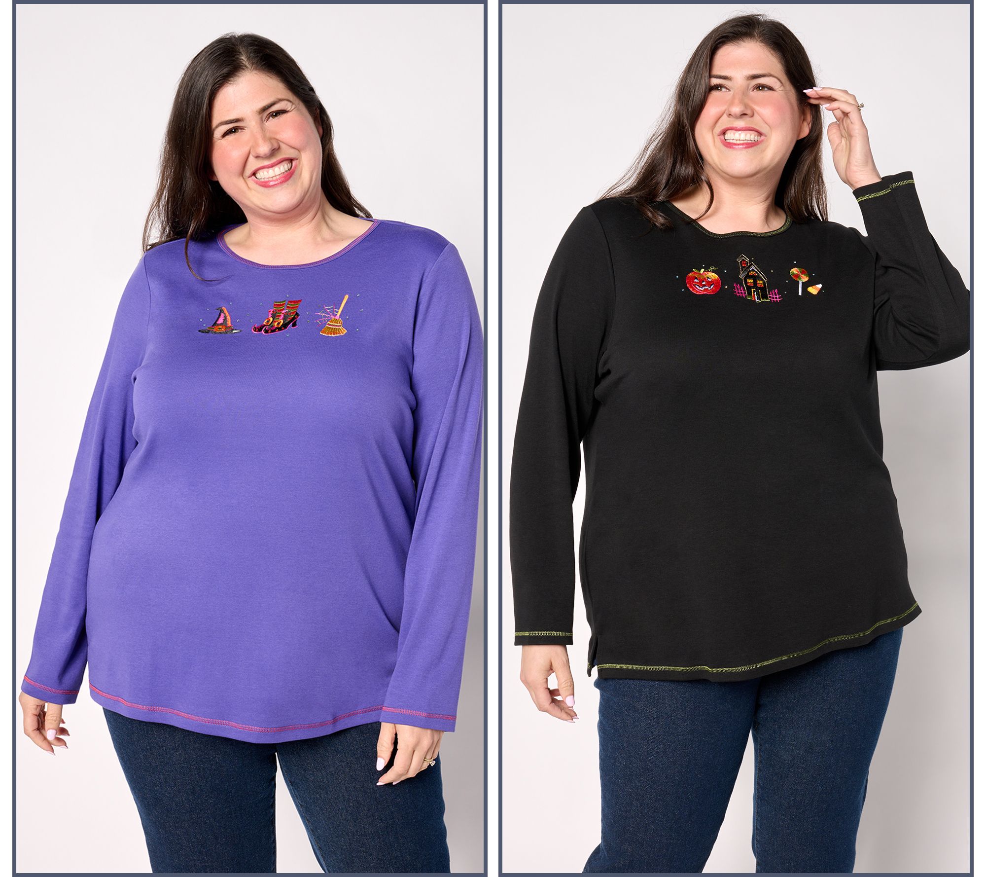 "As Is" Quacker Factory Triple Play Set of 2 Long Sleeve Tops