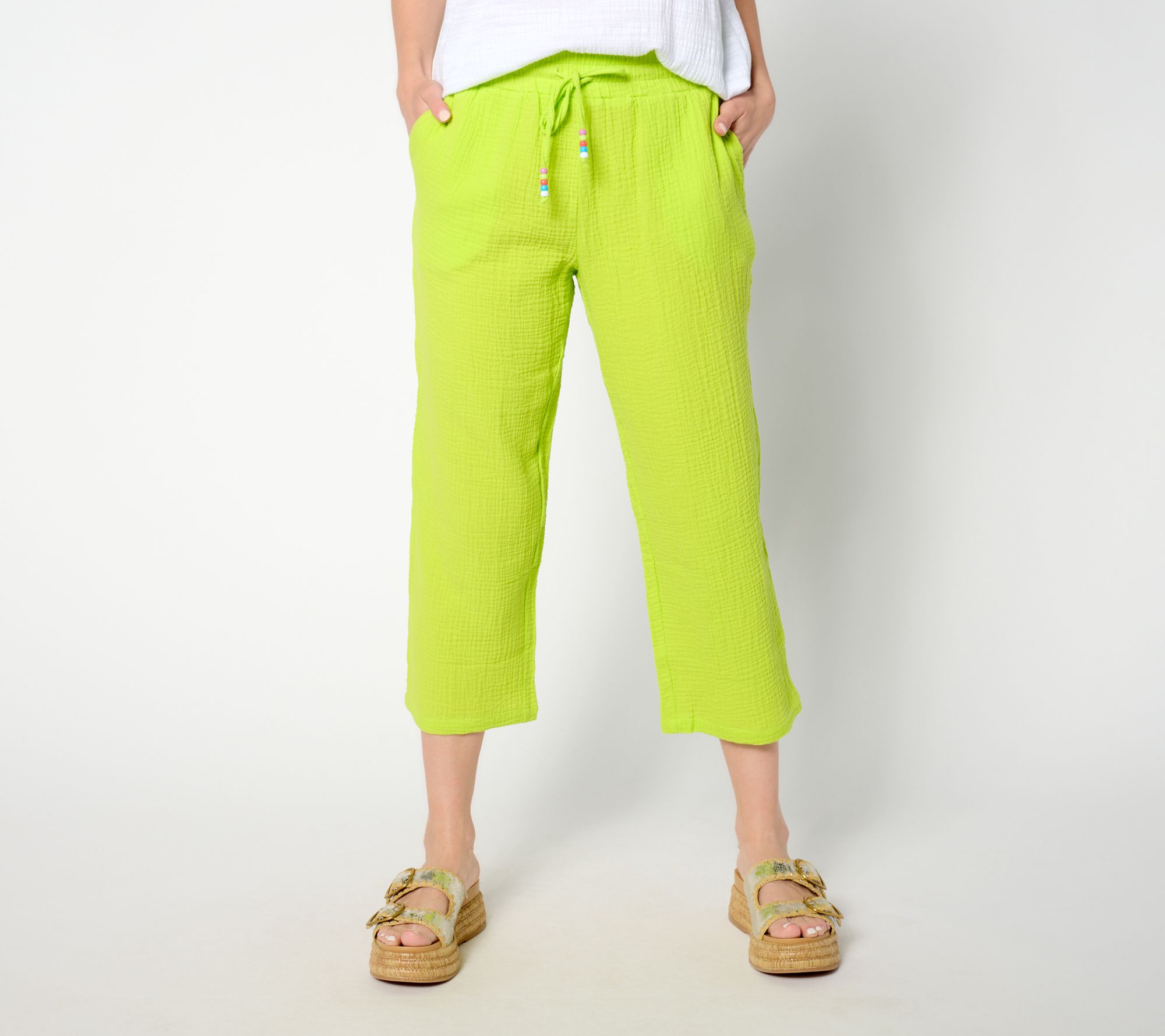"As Is" Belle Beach by Kim Gravel Regular Color Crush Cropped Pant