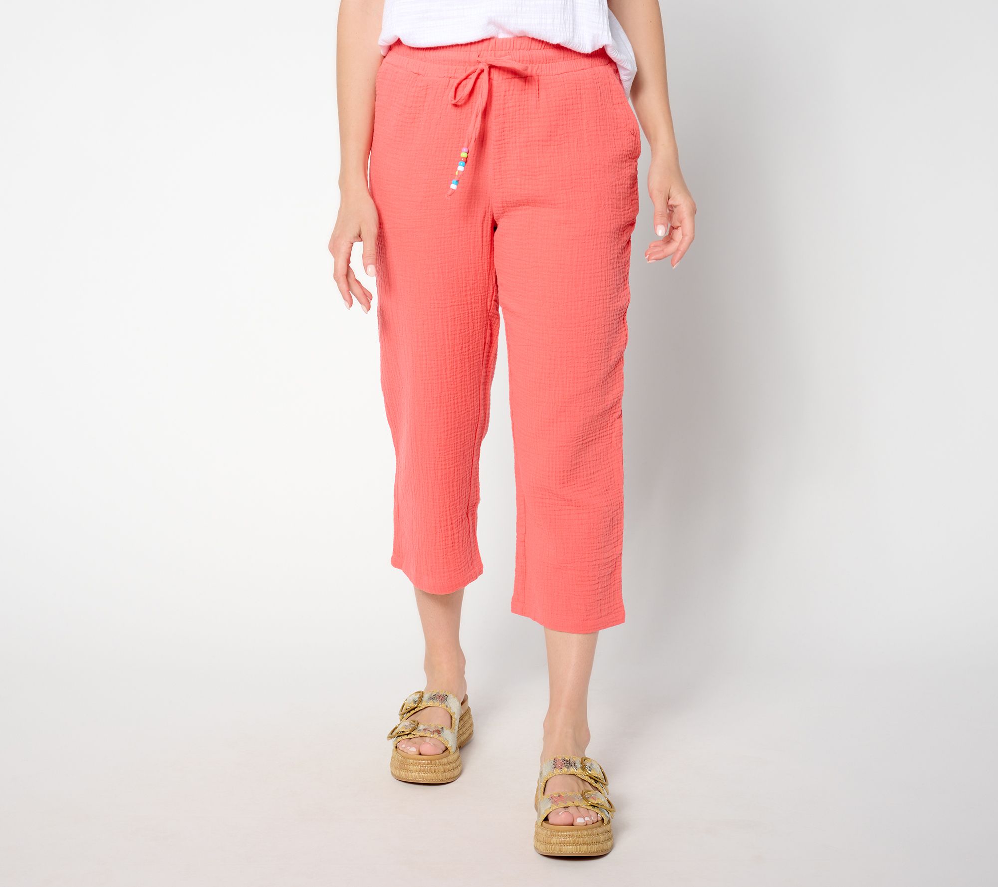 "As Is" Belle Beach by Kim Gravel Regular Color Crush Cropped Pant