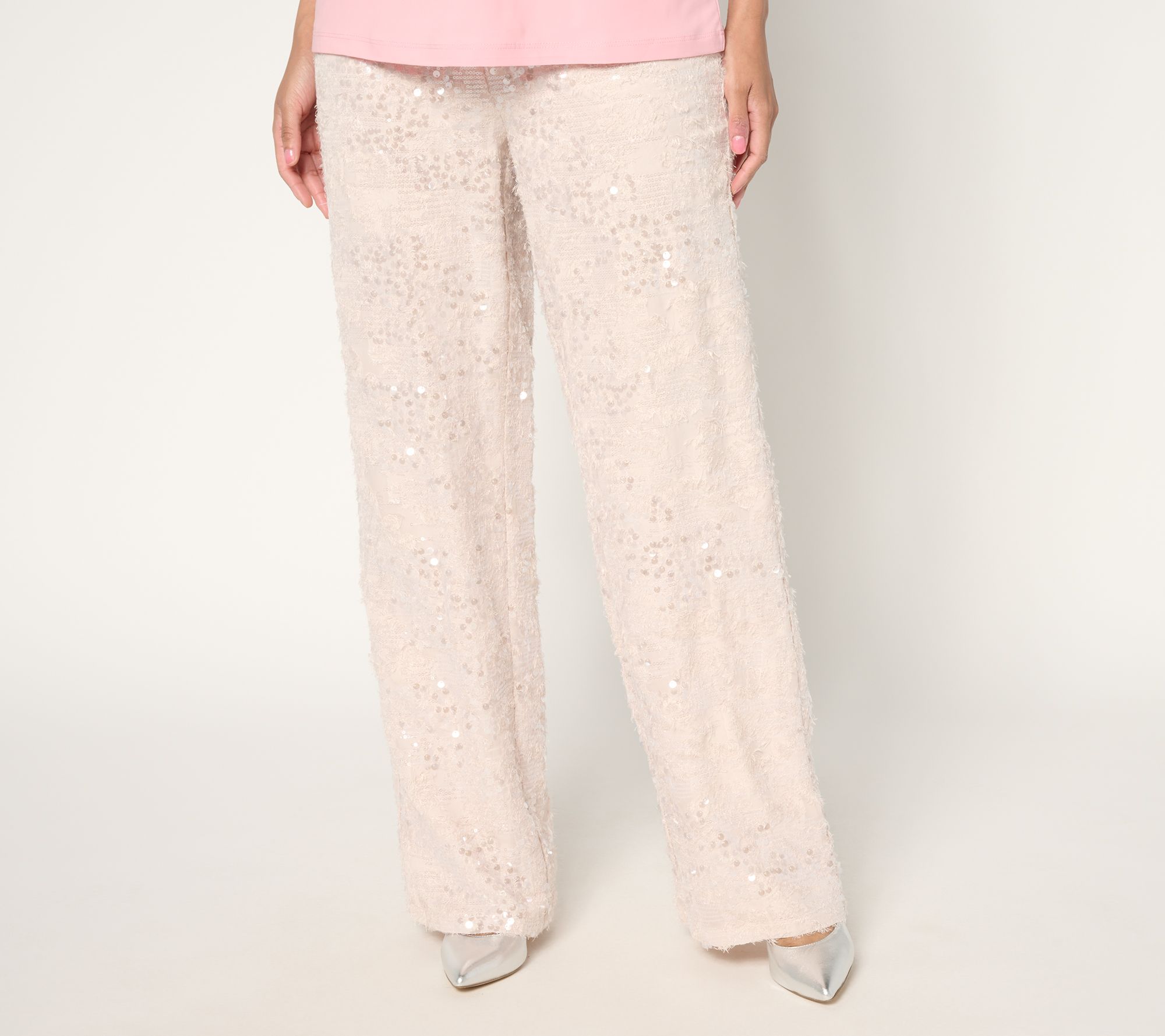 Dennis Basso Regular Wide Leg Sequin Pants