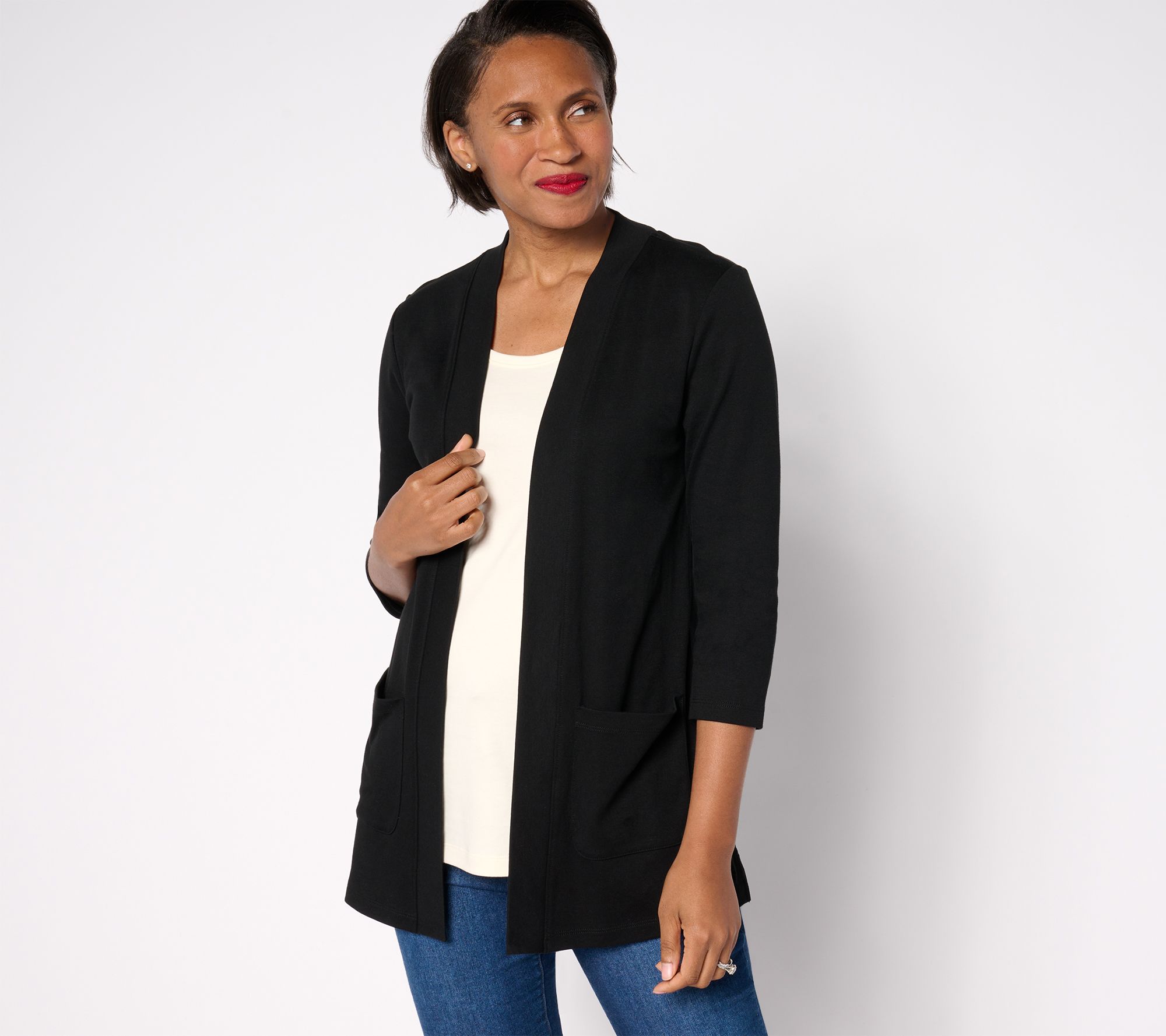 "As Is" Isaac Mizrahi Live! Regular Pima Cotton 3/4 Sleeve Tunic