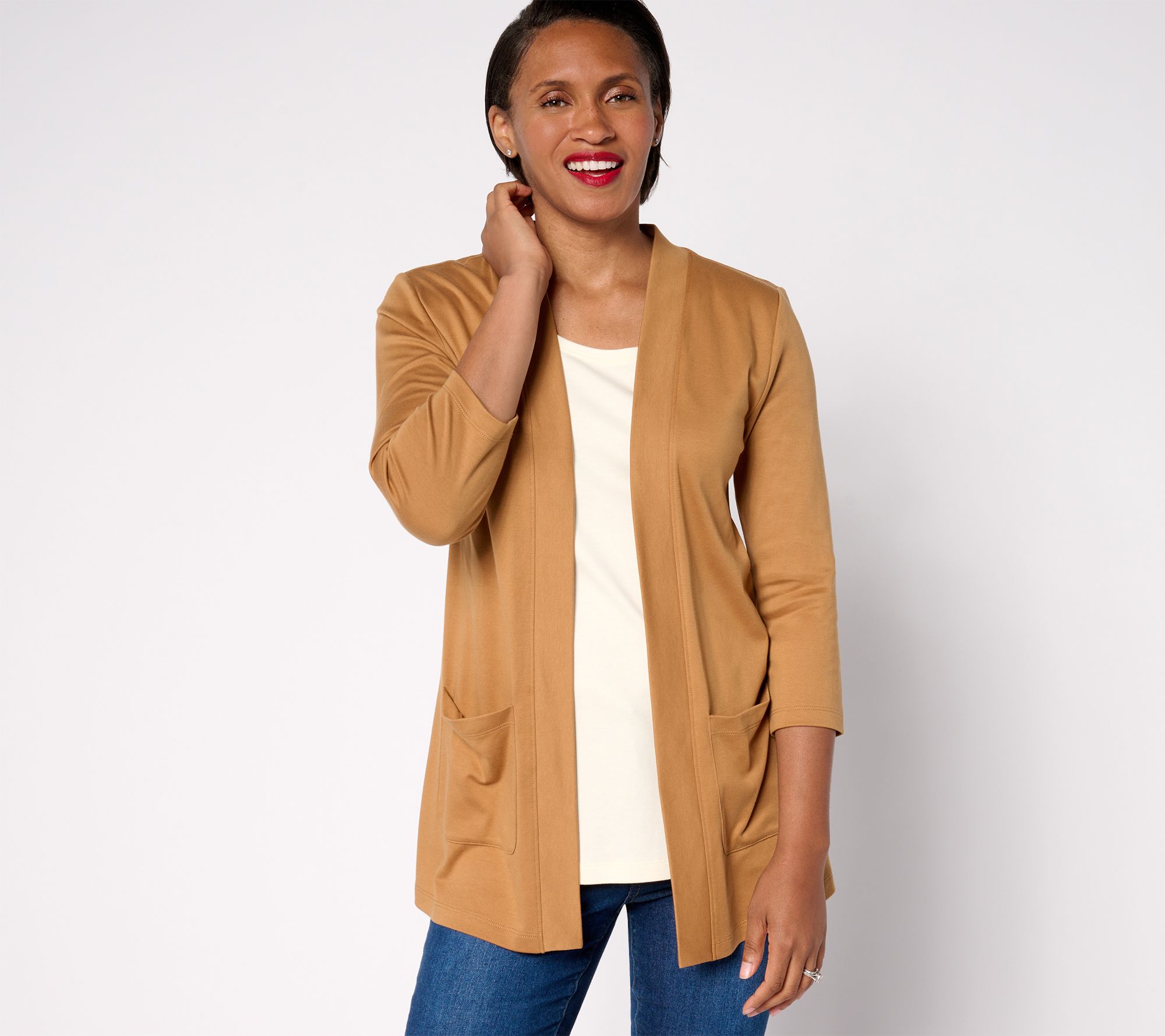 "As Is" Isaac Mizrahi Live! Regular Pima Cotton 3/4 Sleeve Tunic