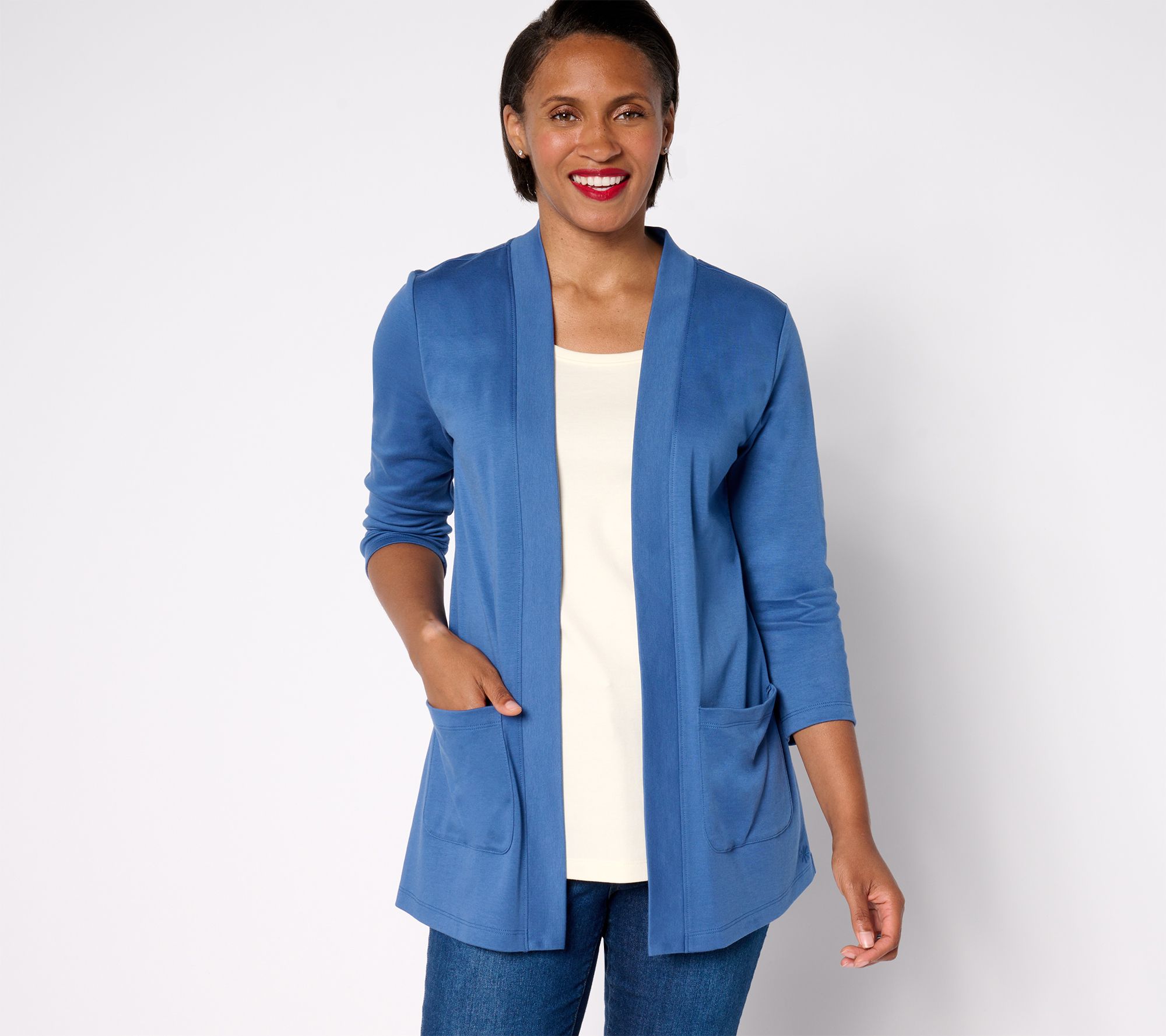 "As Is" Isaac Mizrahi Live! Regular Pima Cotton 3/4 Sleeve Tunic