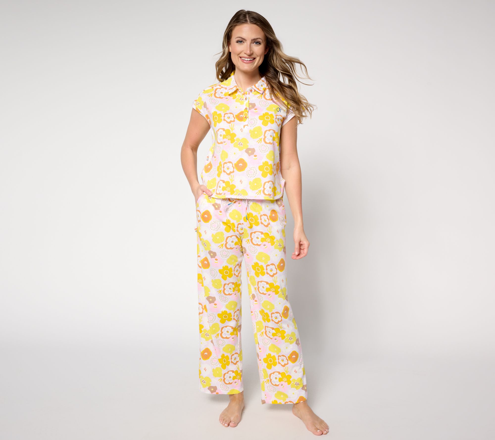 Ocean Pacific Cap Sleeve Collared Pajama Set