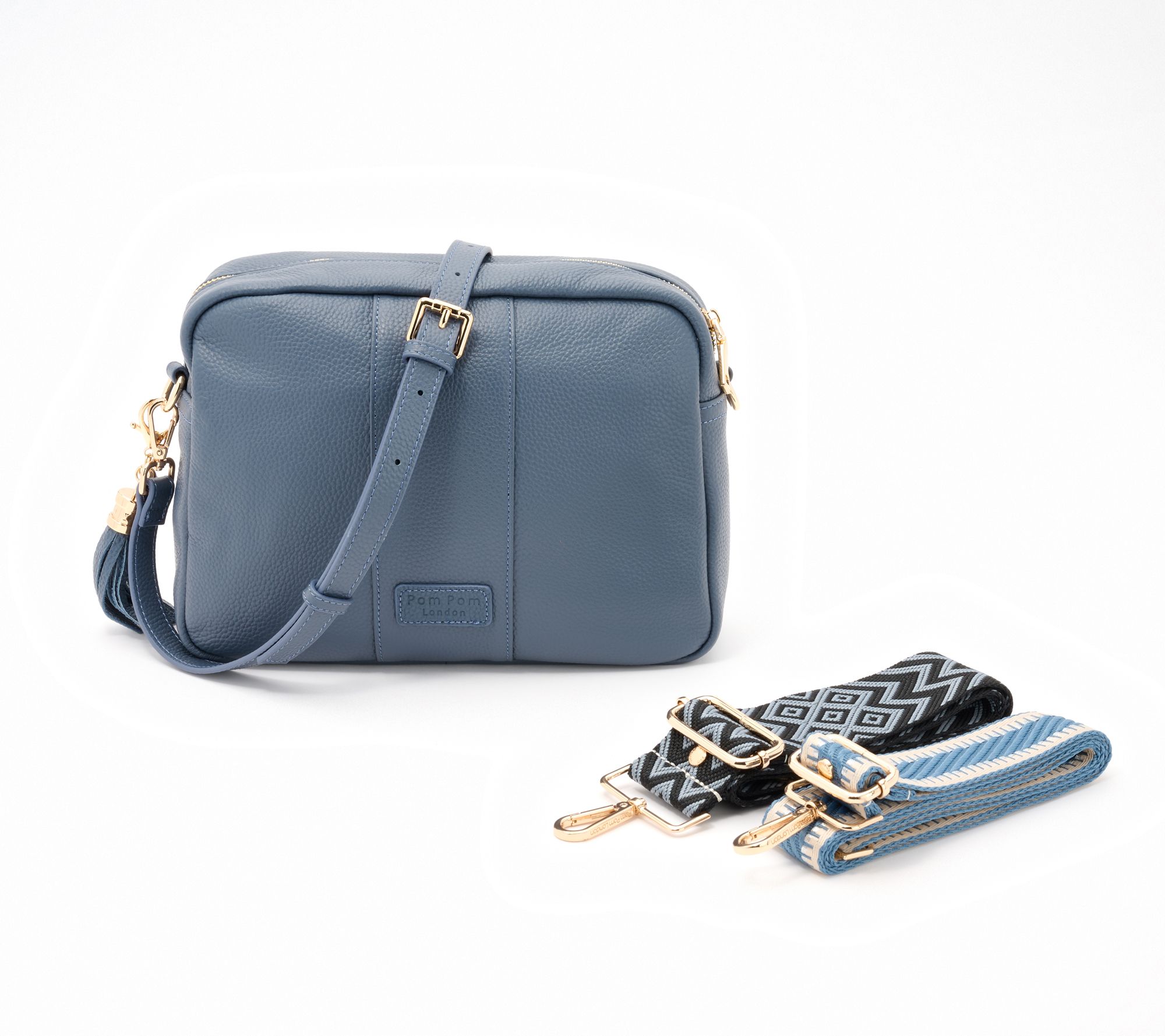 "As Is" Pom Pom London City Plus Leather Crossbody Bag