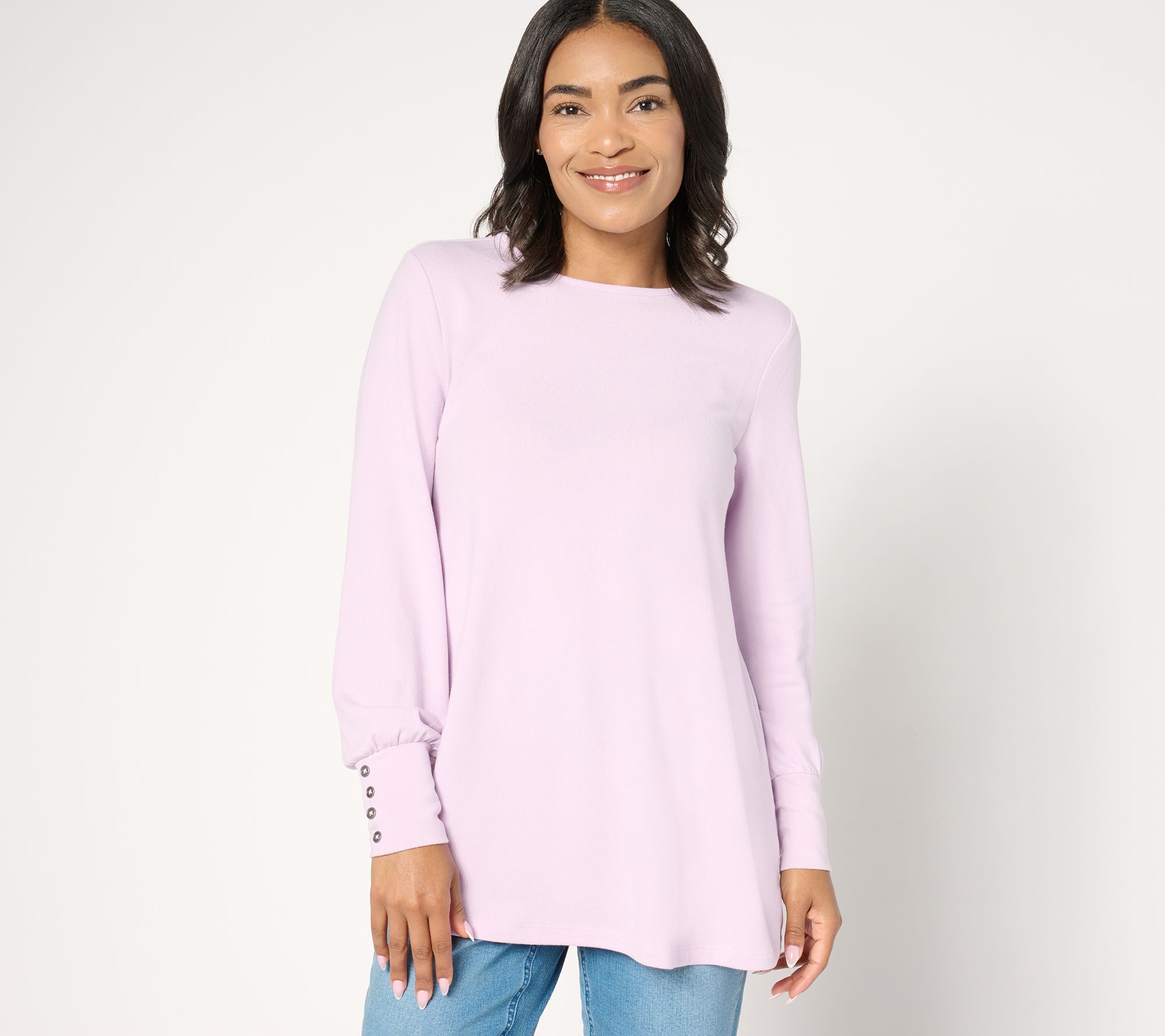 "As Is" Denim & Co. Essentials Reg Heavenly Jersey Swing Tunic