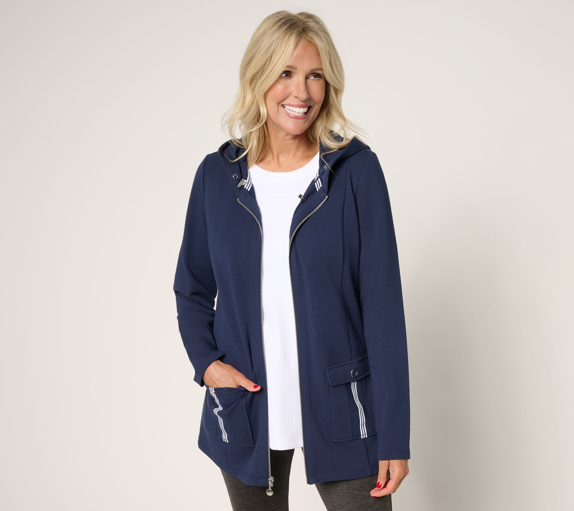 Sport Savvy French Terry Hooded Jacket with Novelty Trims