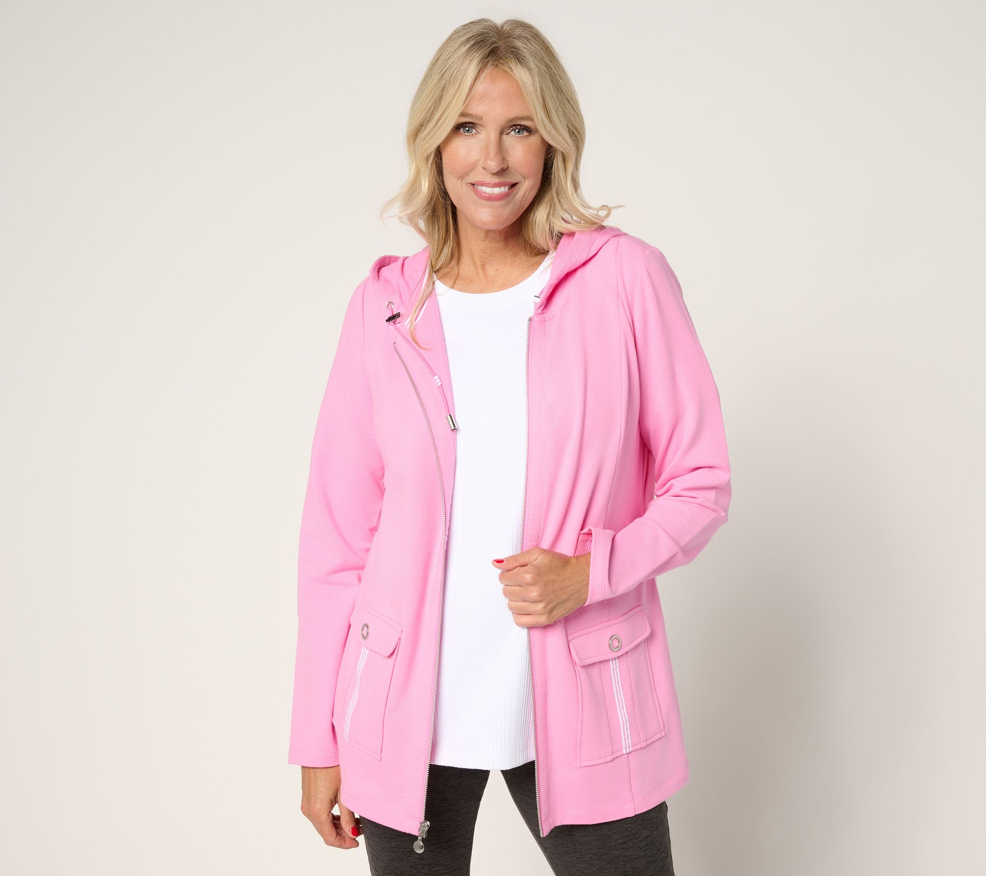 Sport Savvy French Terry Hooded Jacket with Novelty Trims
