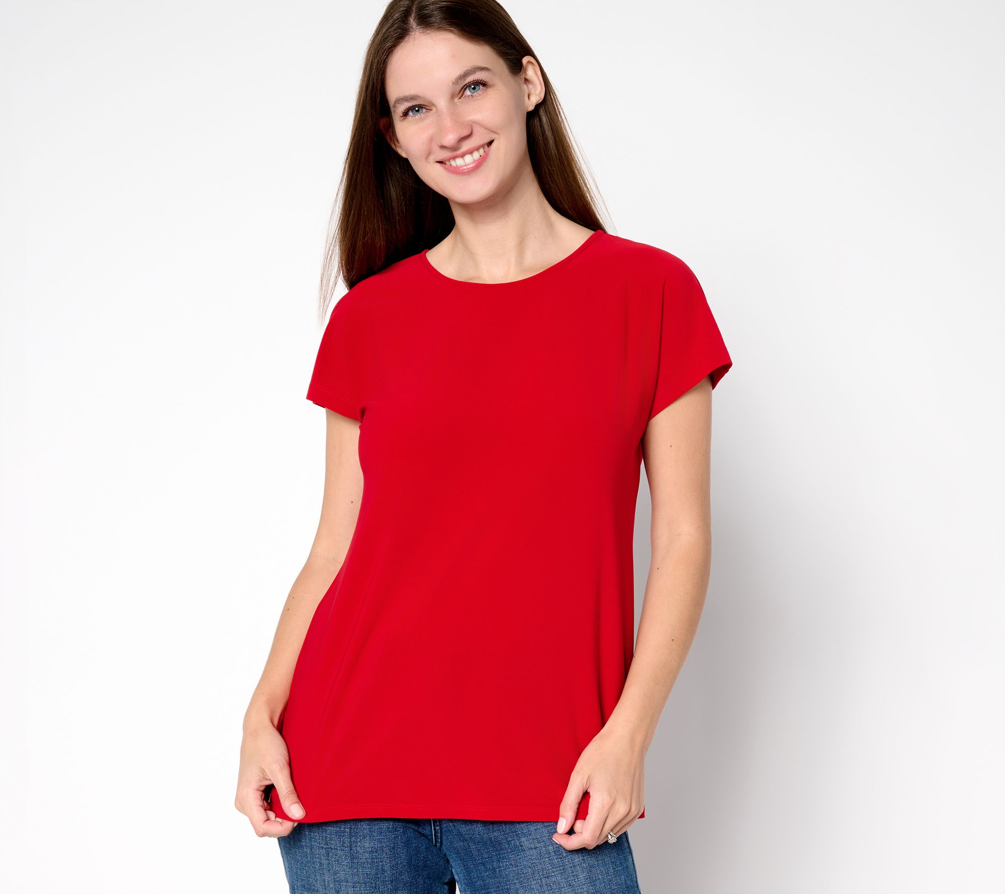 GRAVER Susan Graver Petite LK Luxe Extended Sleeve Top
