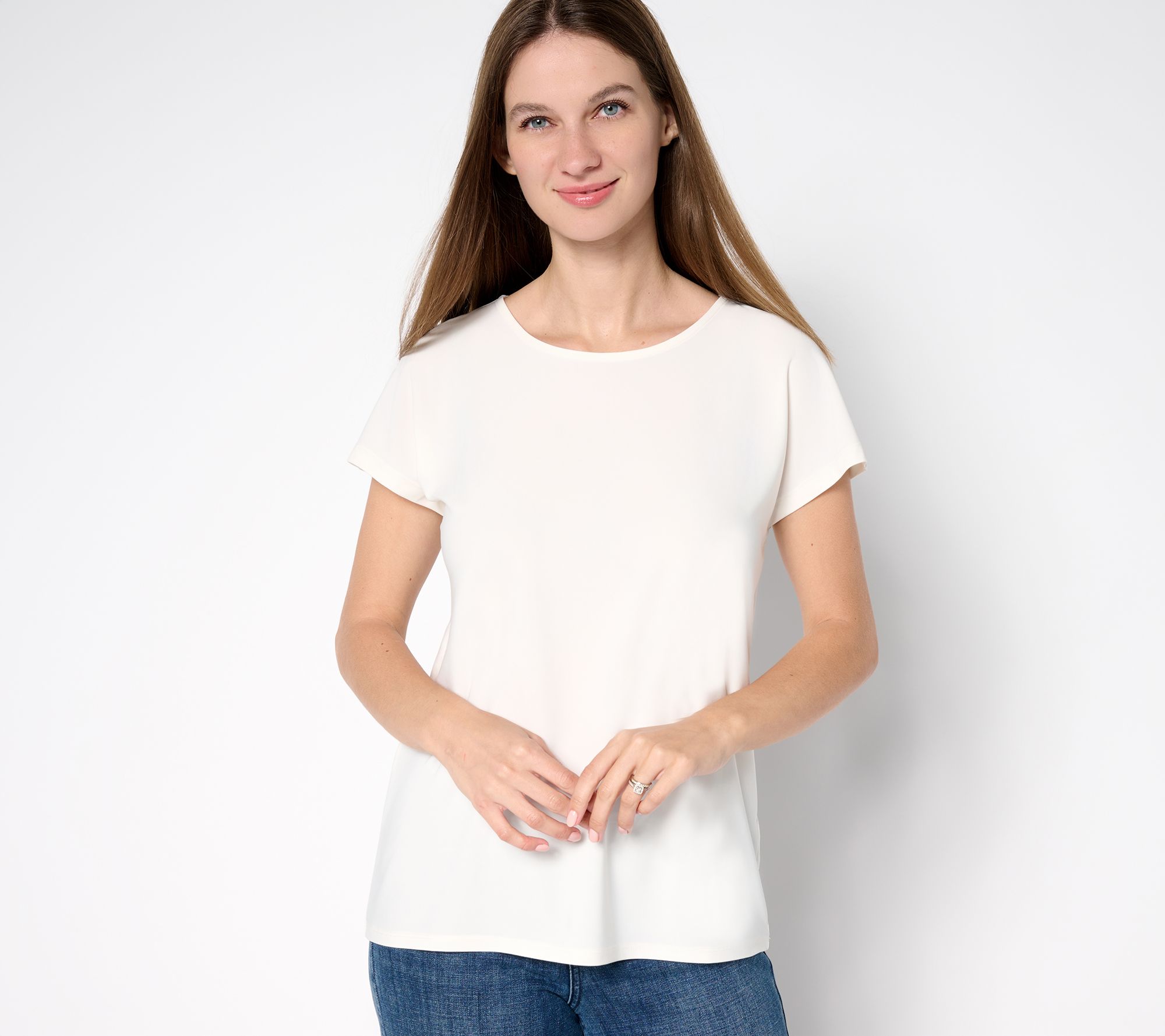 GRAVER Susan Graver Petite LK Luxe Extended Sleeve Top