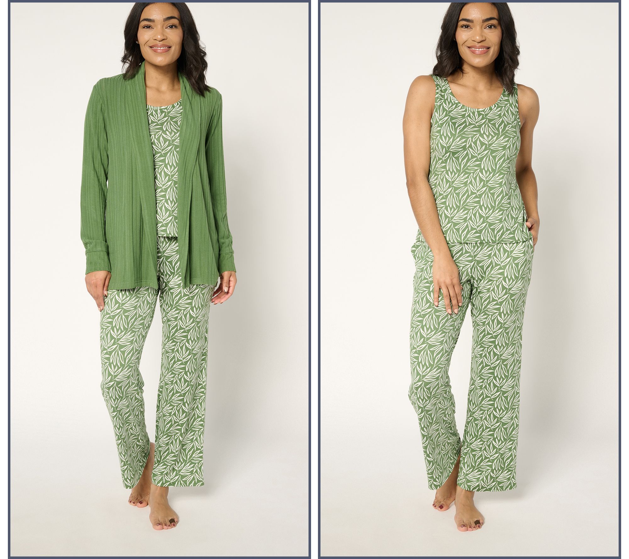 "As Is" MUK LUKS Cloud Knit and Ribbed Knit Three Piece Pajama Set